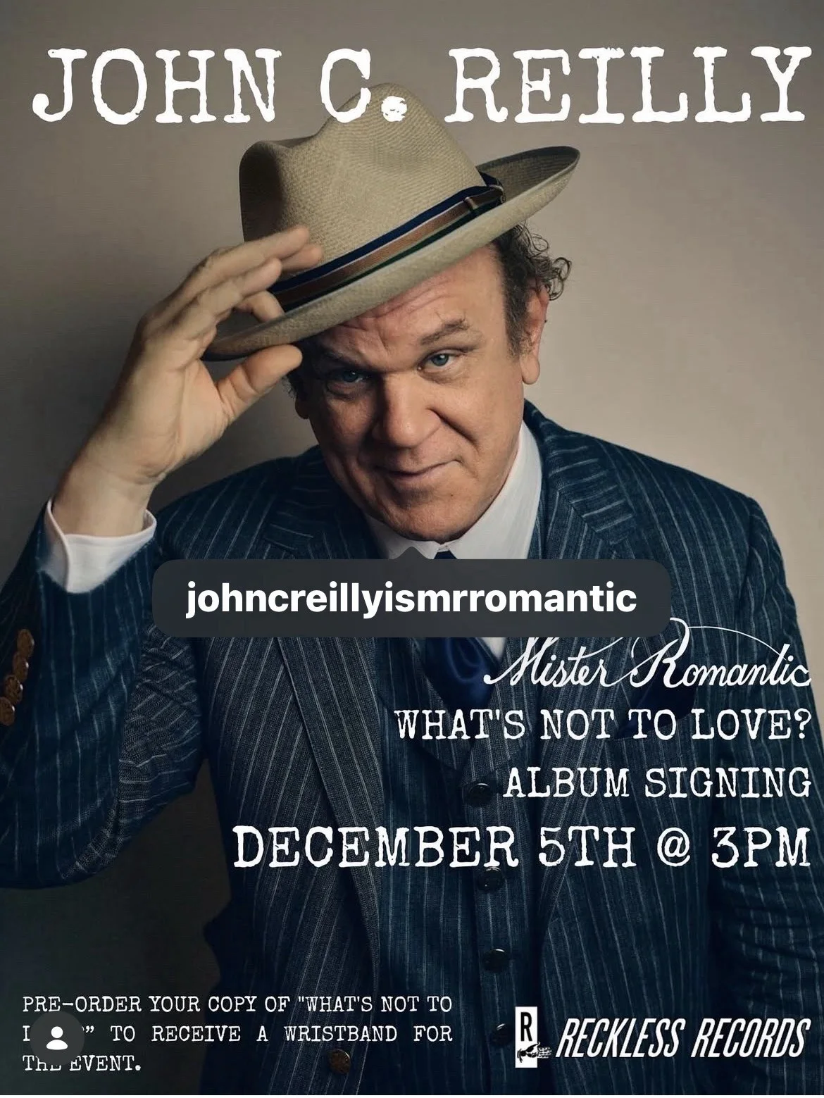 JOHN C. REILLY SIGNED MISTER ROMANTIC BLUE VINYL LP SIGNED IN SILVER, image 4