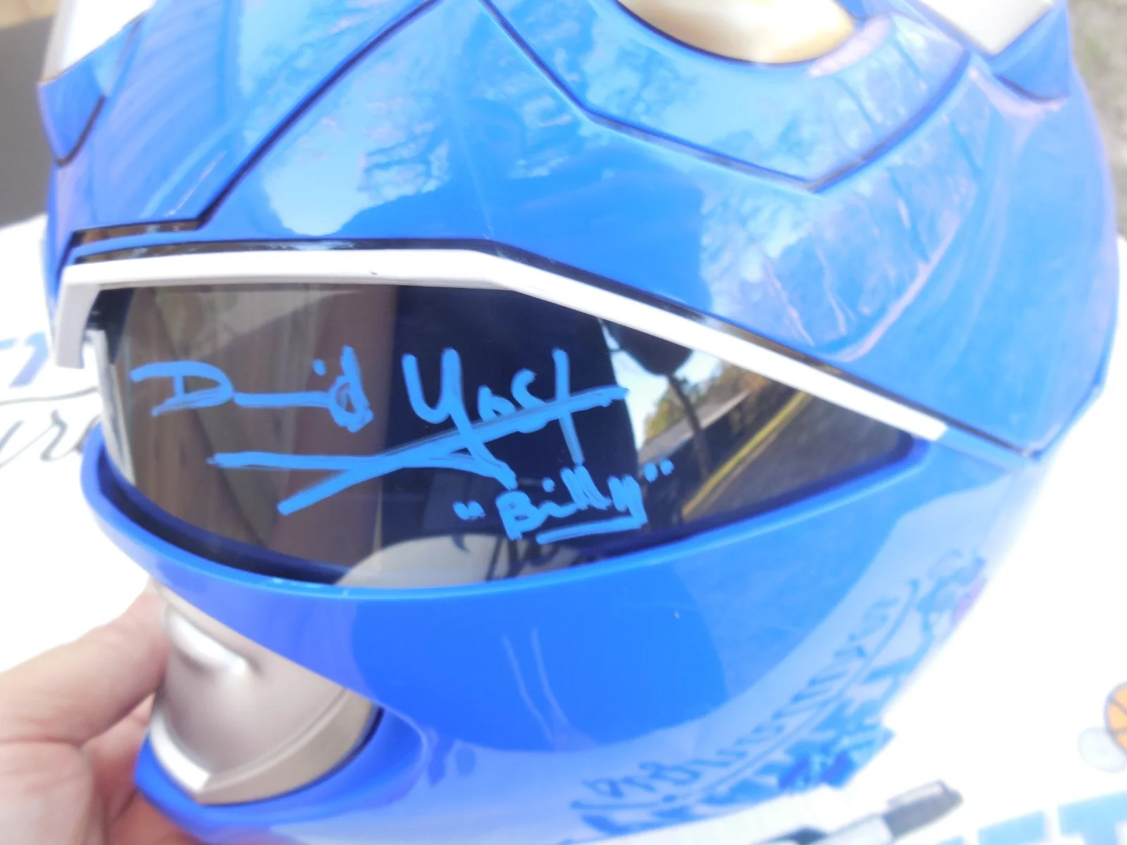 David Yost Billy signed blue Mighty Morphin Power Rangers full sz helmet JSA COA, изображение 2
