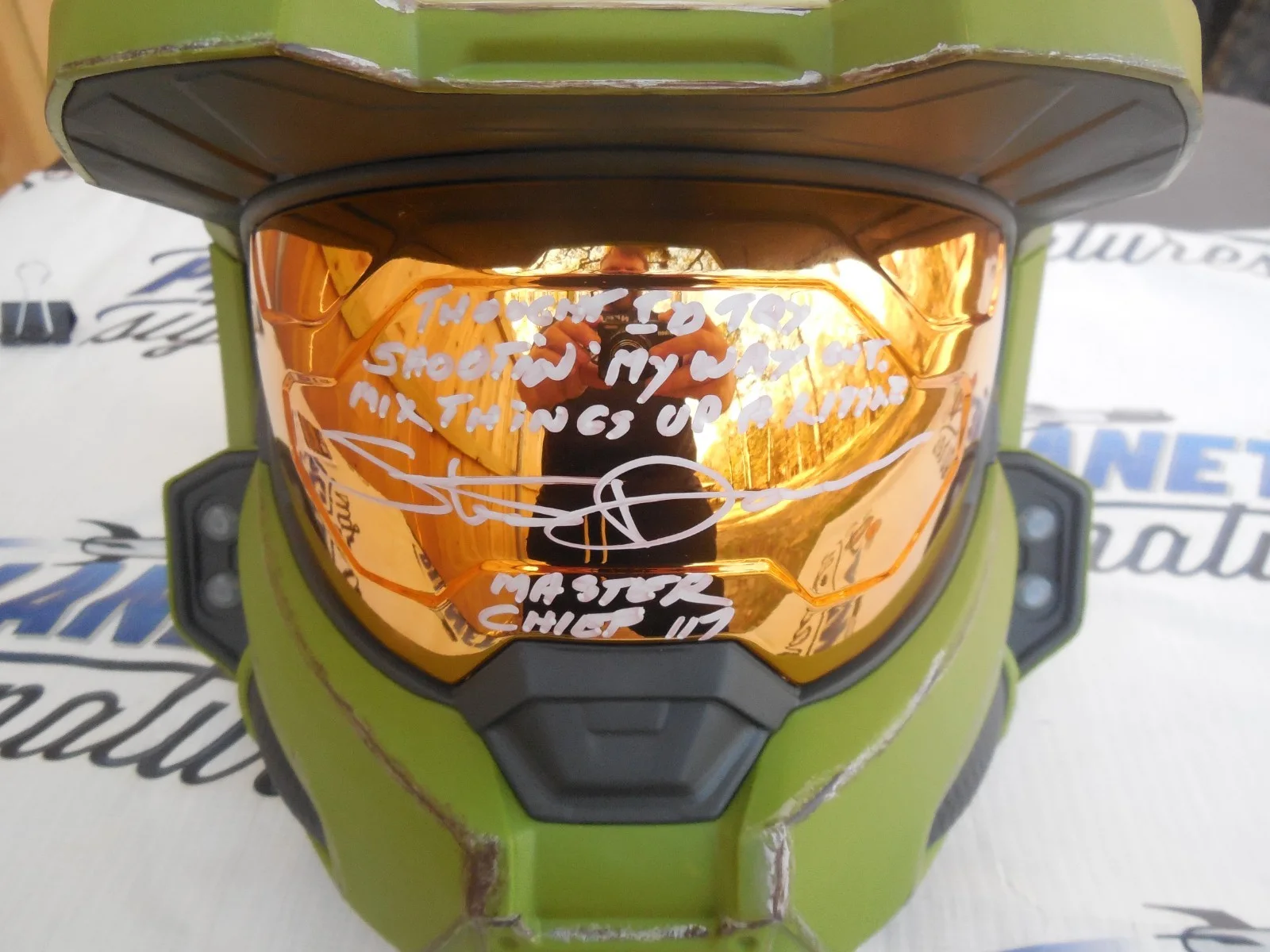 Steve Downes Jen Taylor Cortana signed Halo Master Chief helmet w quotes JSA COA, изображение 3