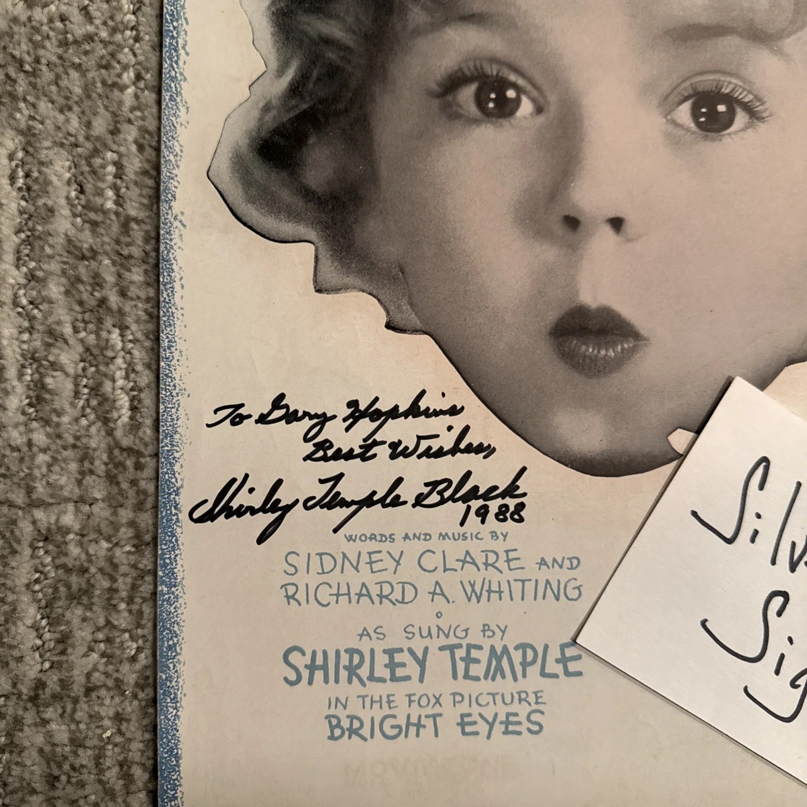 Shirley Temple Signed Autograph Sheet Music Bright Eyes COA Good Ship Lollipop, изображение 3