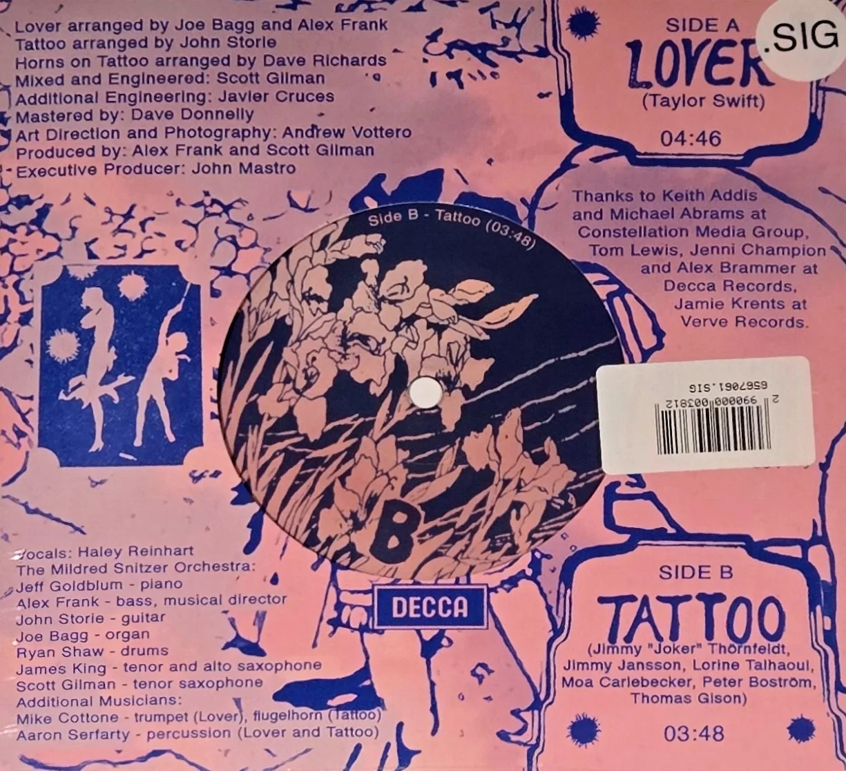 Jeff Goldblum & Haley Reinhart - Lover / Tattoo 7" single. SEALED AND SIGNED!, изображение 2