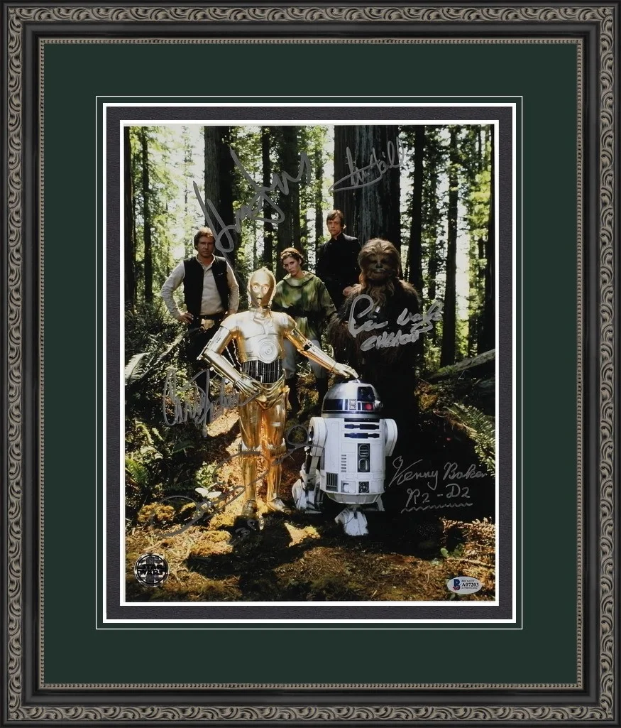 Carrie Fisher, Harrison Ford, Mark Hamill — Star Wars: Return of the Jedi Heroes Multi-Signed Photograph (6 Signatures)