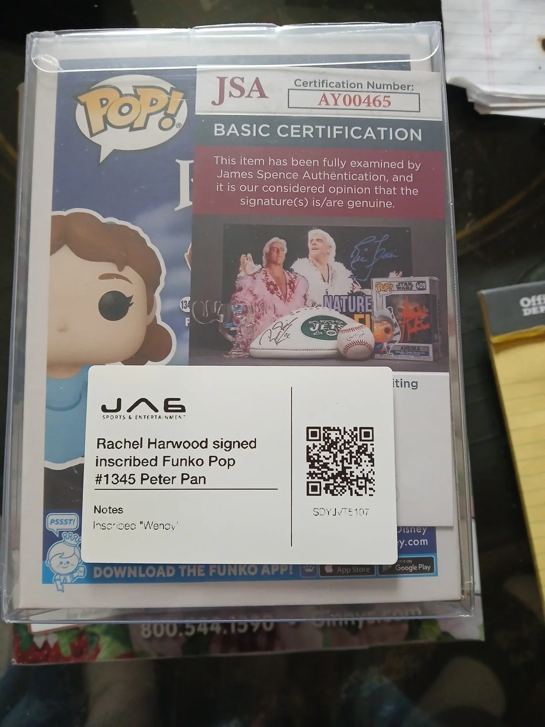 Rachel Harwood — Disneys Peter Pan's WENDY Autographed by Rachel Harwood Funko Pop#1345 W/COA, изображение 4