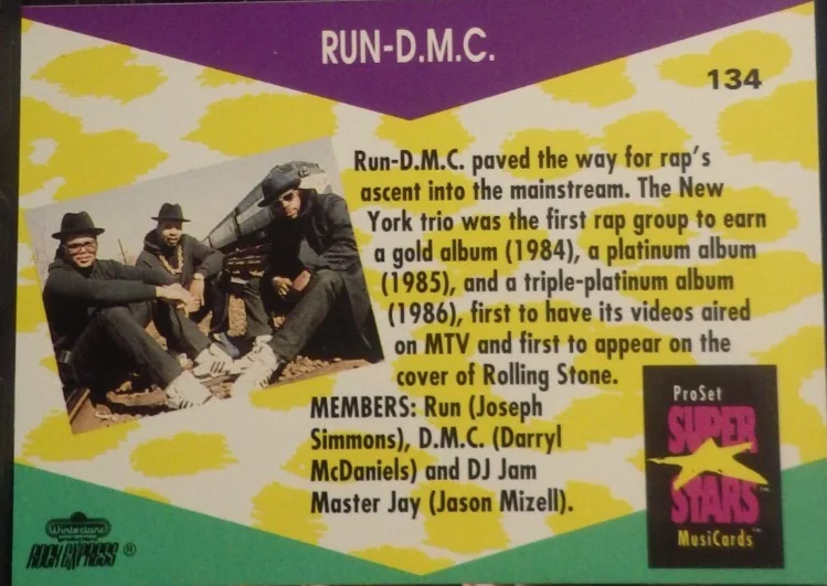 Super Rare Run DMC Hand Signed Autograph Card Signed by All 3 inc Jam Master Jay, image 2