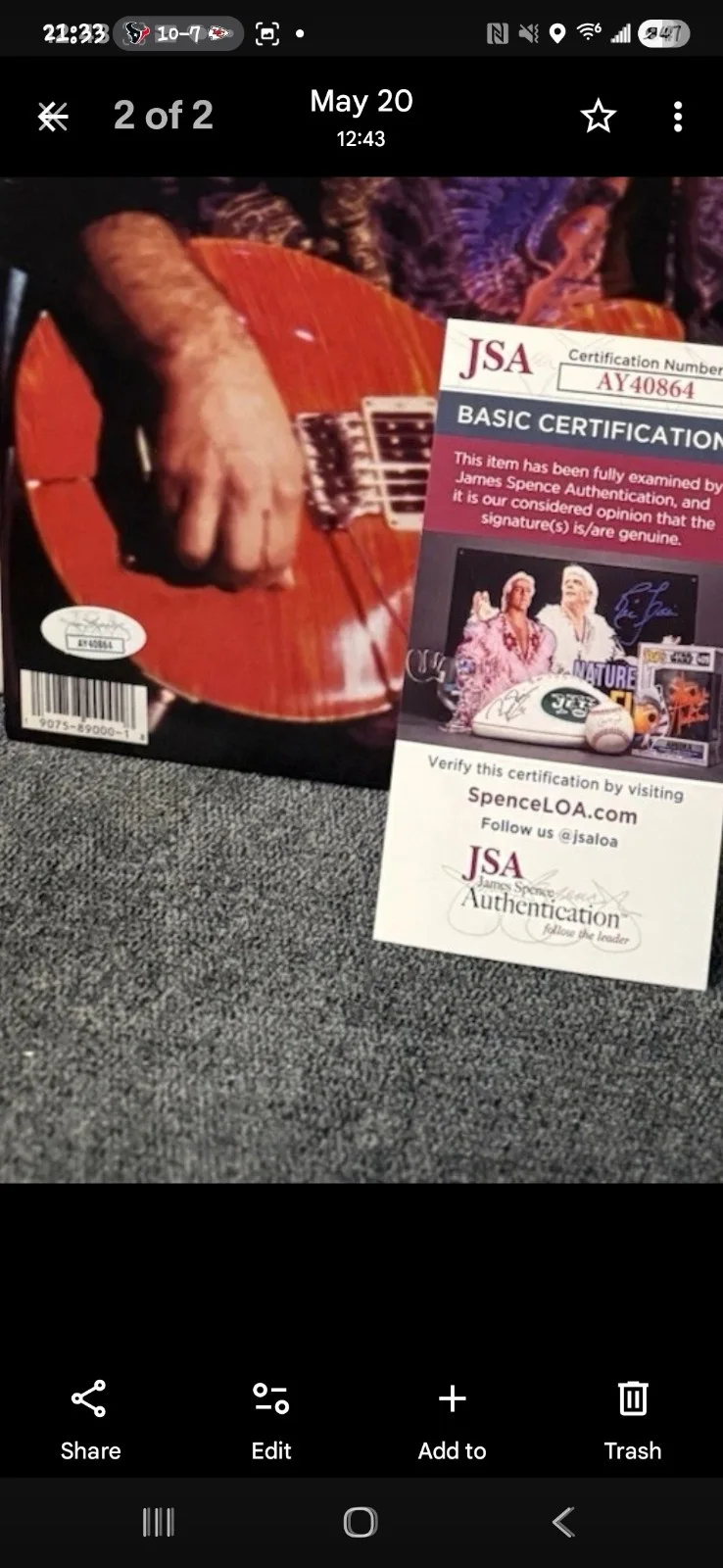 CARLOS SANTANA signed SUPERNATURAL Vinyl Record JSA CERT. Smooth!!!, image 5