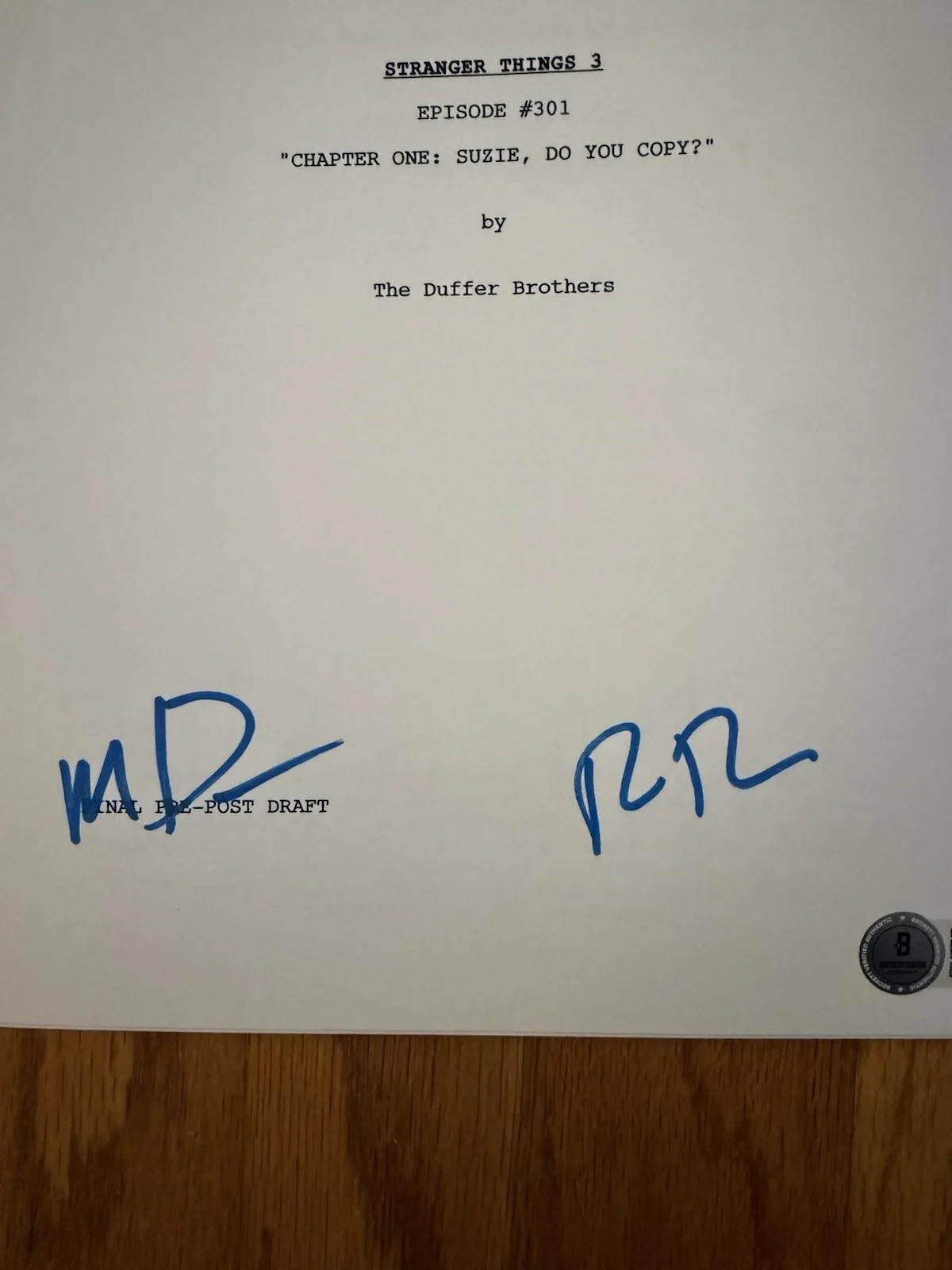 MATT, ROSS DUFFER — MATT DUFFER ROSS DUFFER Signed Autograph Stranger Things #301 FULL SCRIPT BAS, изображение 2