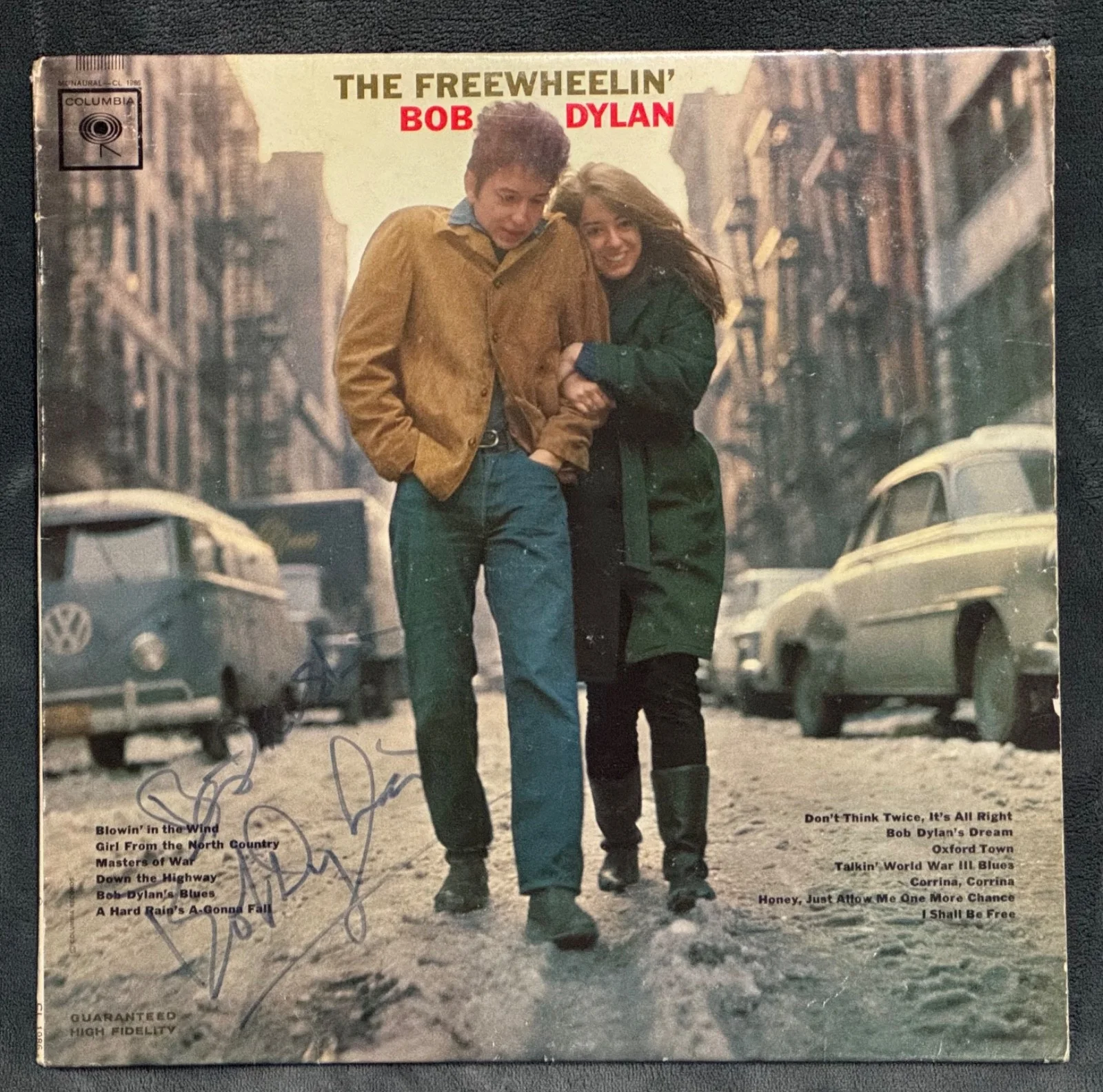 Signed Bob Dylan Record Freewheelin Blowin' In The Wind Record LP Vinyl Auto PSA, изображение 2