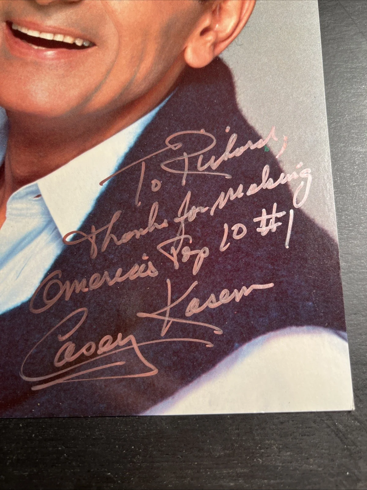 Casey Kasem 8”x10” Period Signed Photograph To Richard / Great Content, image 2