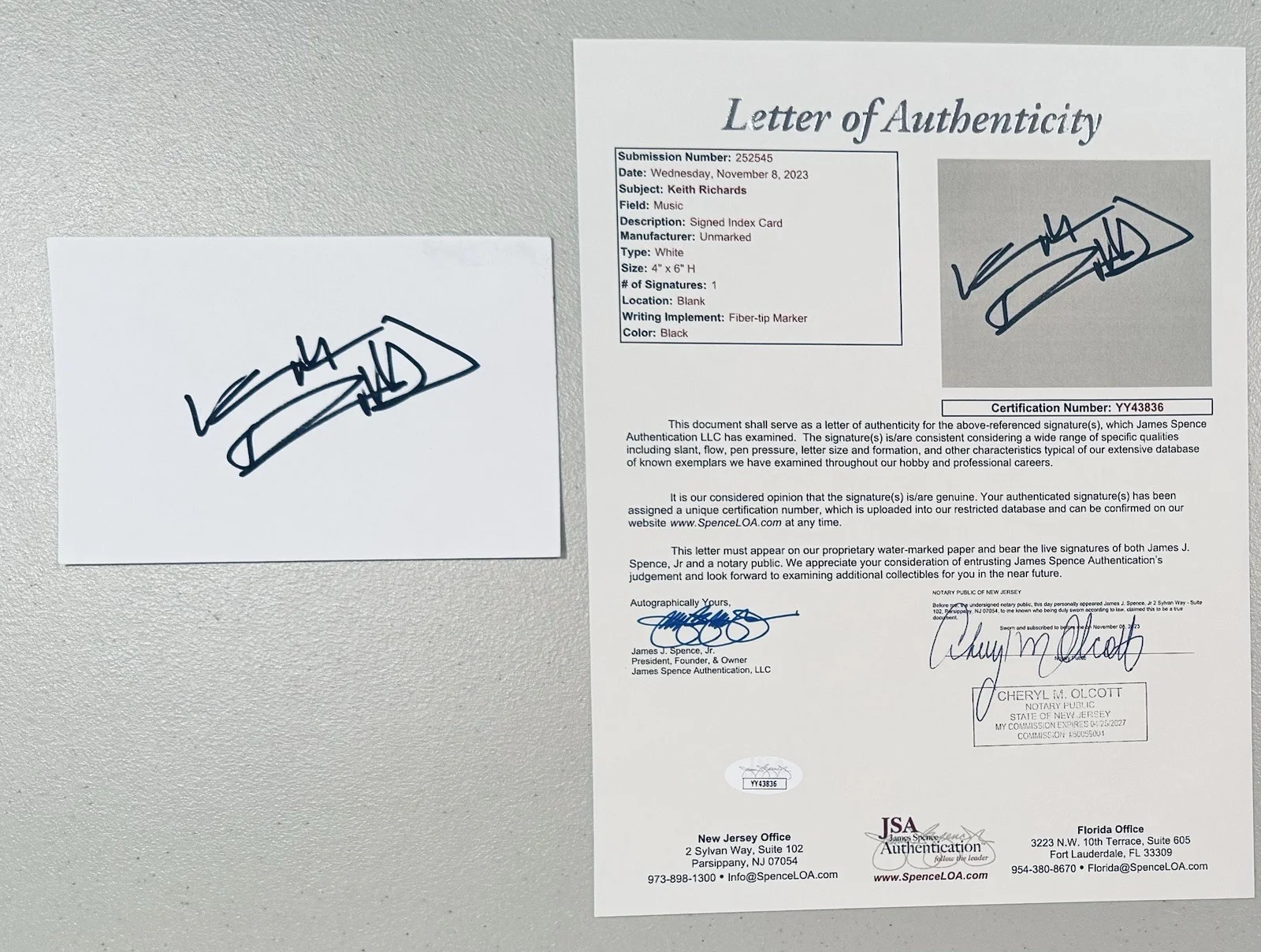 Rolling Stones Signed Auto Set 4x6 Cards X5 JSA Cert Mick Jagger Keith Richards, image 3
