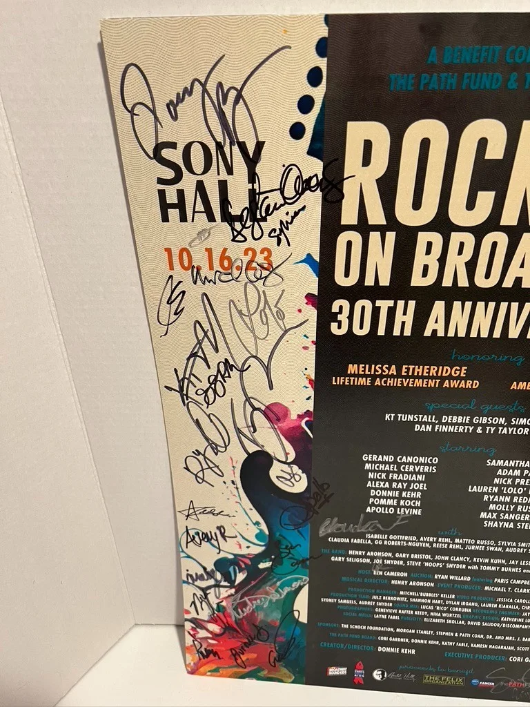 Rockers on Broadway 30th Anniversary HAND SIGNED 14x22 Window Card, image 2