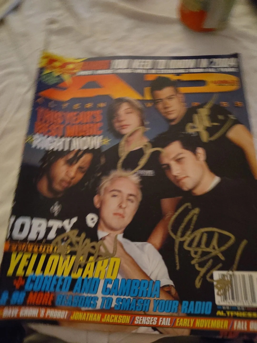YELLOWcard Band Signed Ap Magazine Ryan 4 Members 2004, image 3