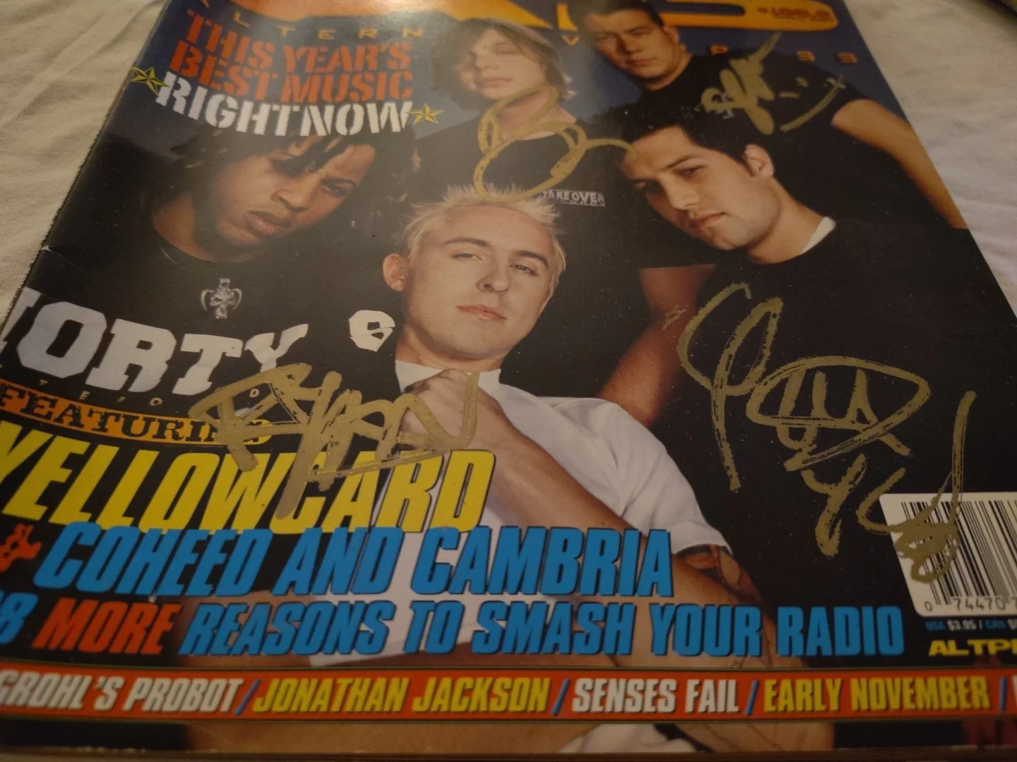 YELLOWcard Band Signed Ap Magazine Ryan 4 Members 2004, image 4
