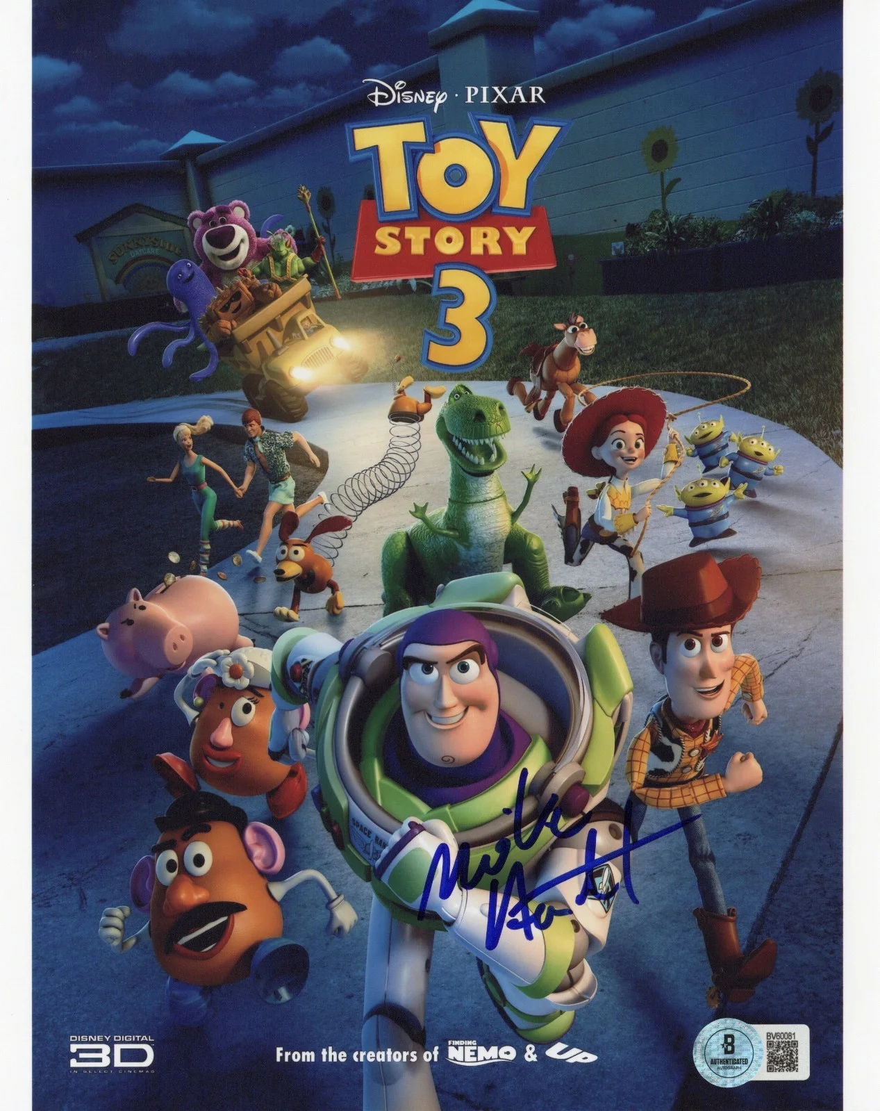 SCREENWRITER MICHAEL ARNDT SIGNED 'TOY STORY 3' 8x10 PHOTO BAS MIKE BECKETT COA, image 2