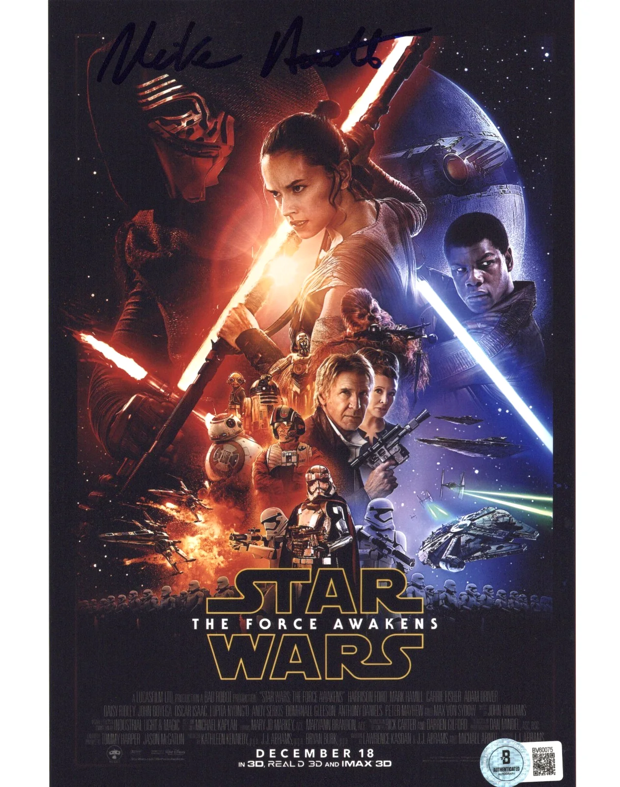 WRITER MICHAEL ARNDT SIGNED STAR WARS: THE FORCE AWAKENS 8x10 PHOTO BECKETT COA, image 2