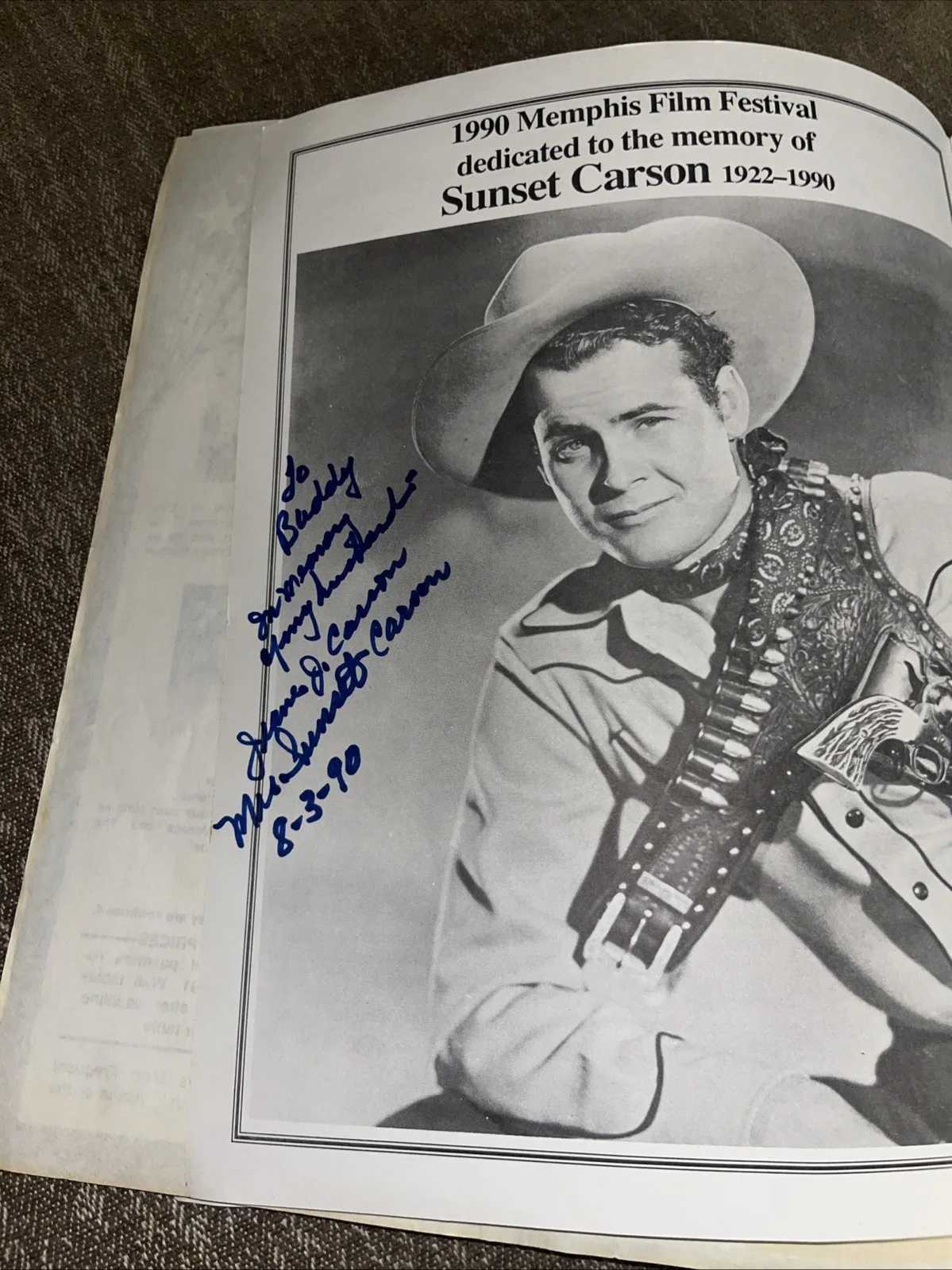 Claud Akins Lash Larue Bob Brown Autographs From The 1990 Memphis Film Festival, изображение 3