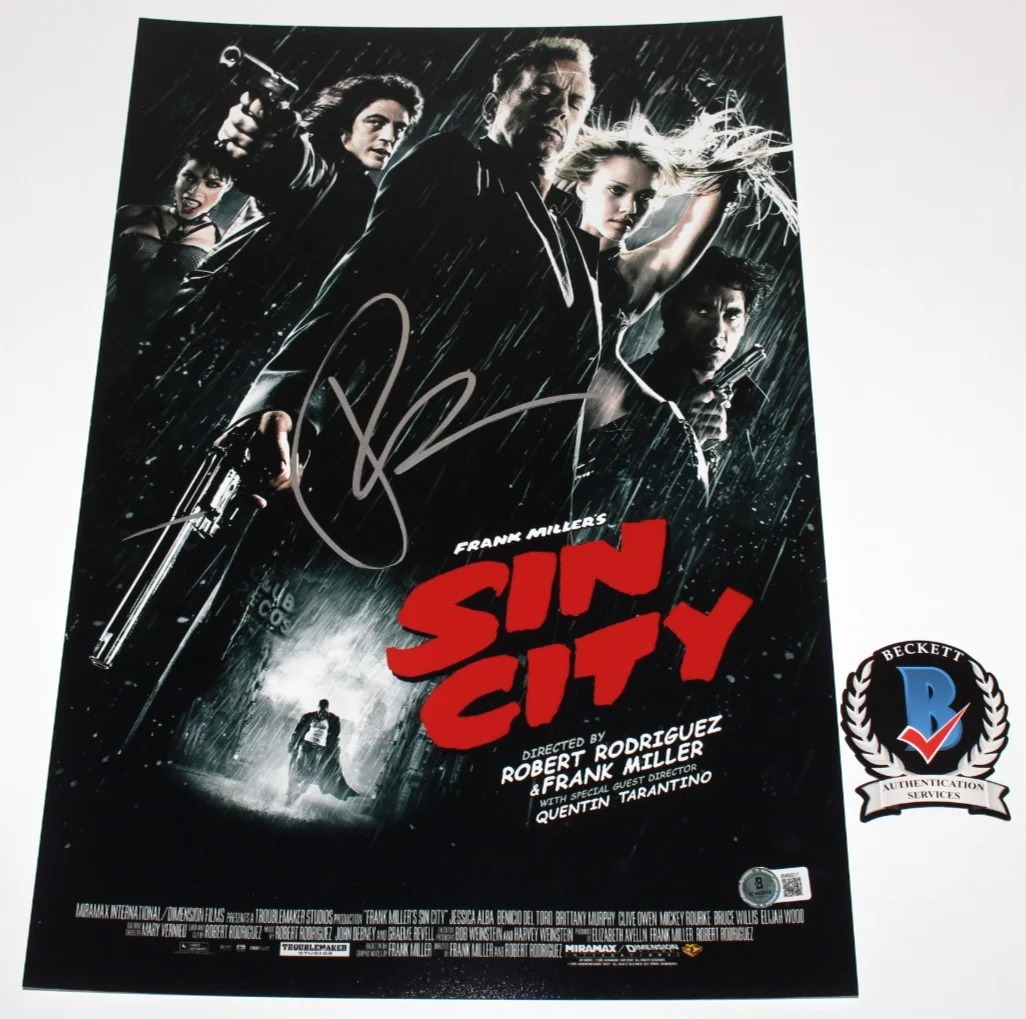 ROBERT RODRIGUEZ SIGNED 'SIN CITY' 12x18 MOVIE POSTER 1 BECKETT COA DIRECTOR, изображение 3