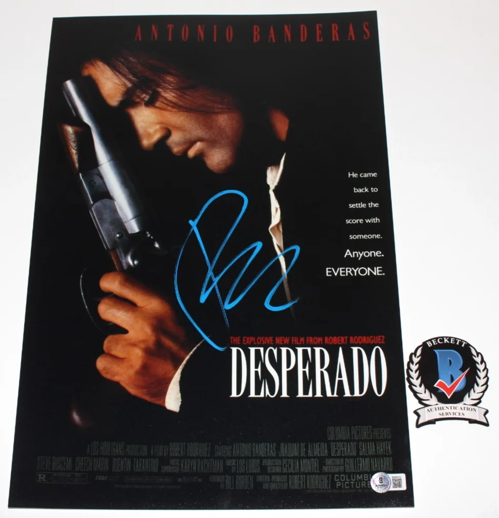 DIRECTOR ROBERT RODRIGUEZ SIGNED 'DESPERADO' 12x18 MOVIE POSTER BECKETT BAS COA, image 2