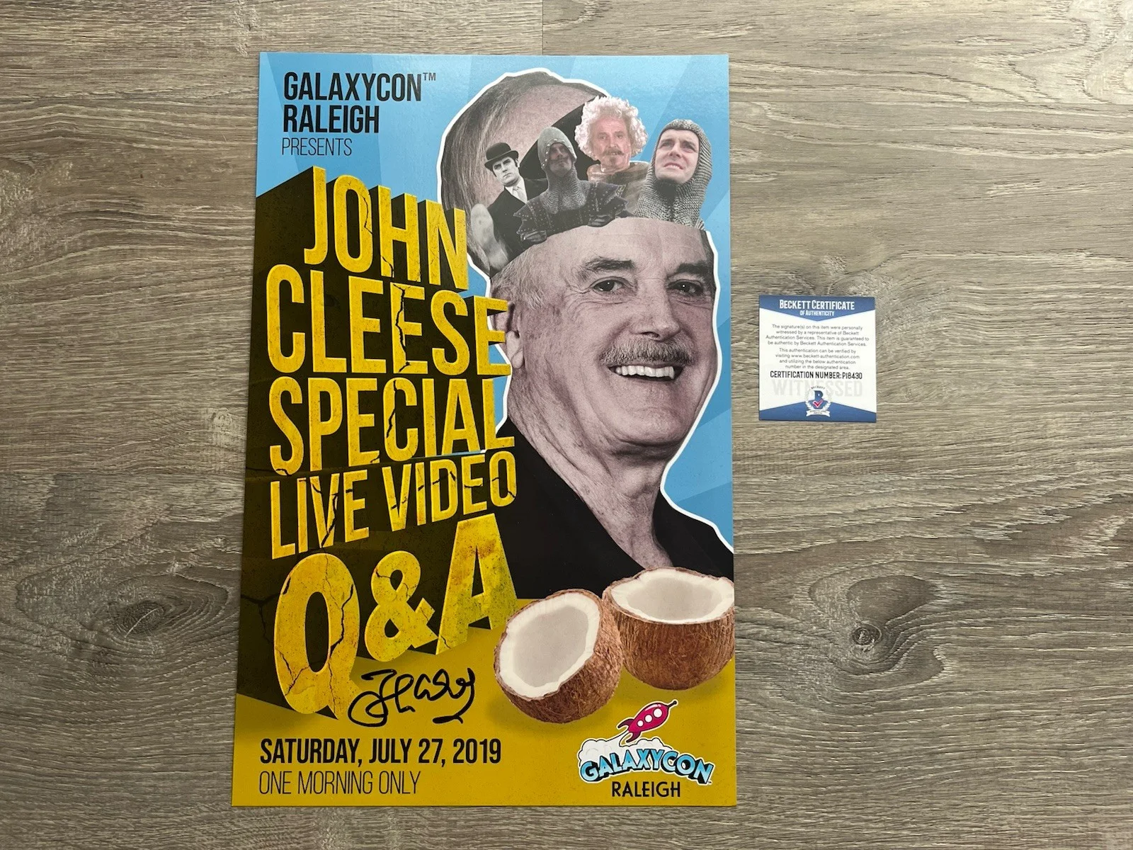 John Cleese — John Cleese Signed 11x17 Photo Beckett COA Monty Python GalaxyCon Promo Poster