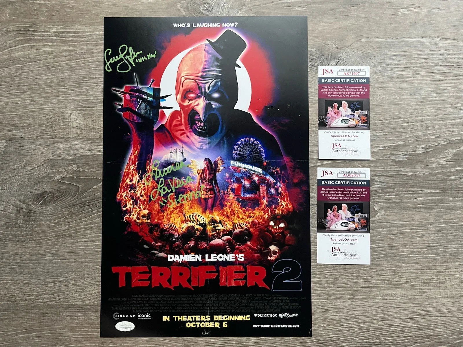 Lauren LaVera — Lauren LaVera Samantha Scaffidi Dual Signed Terrifier 2 11x17 Photo JSA COA