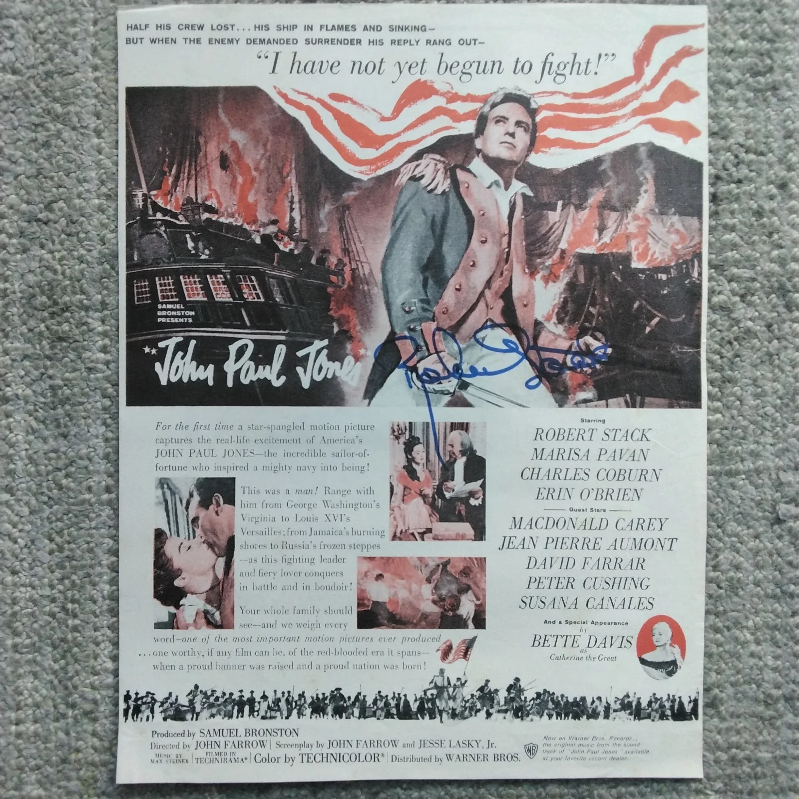 Robert Stack SIGNED Movie Ad TV Actor John Paul Jones The Untouchables Airplane, изображение 2