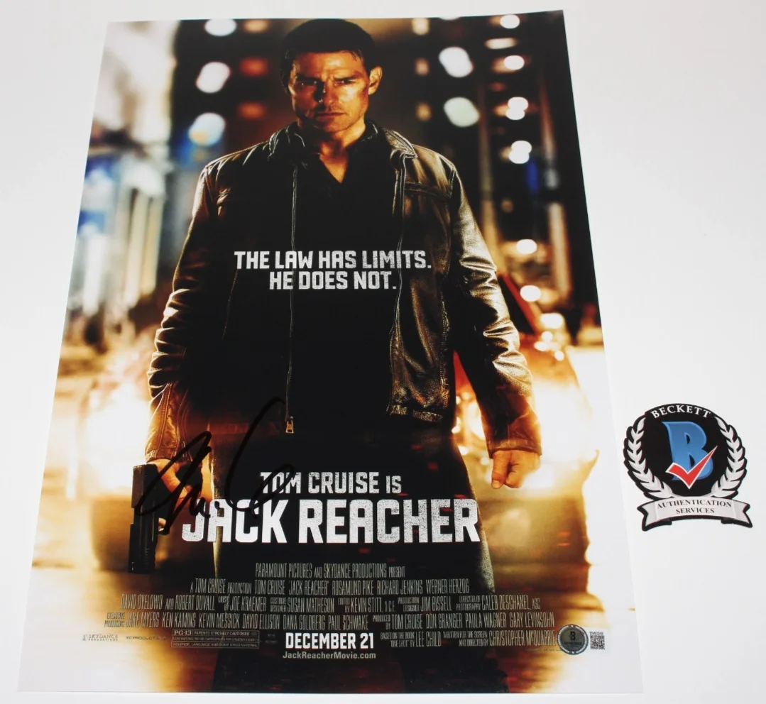 CHRISTOPHER MCQUARRIE SIGNED 'JACK REACHER' 12x18 MOVIE POSTER BECKETT BAS COA, image 2