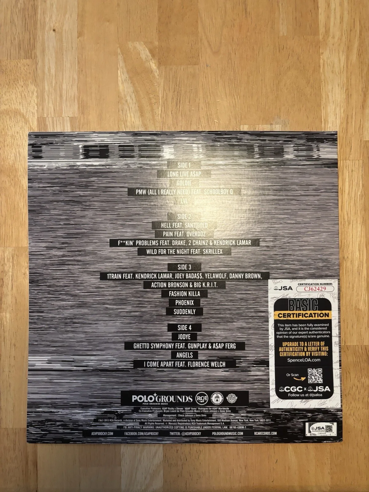 ASAP Rocky Autographed/Signed Long Live A$AP Vinyl JSA COA Rihanna Ferg, изображение 2