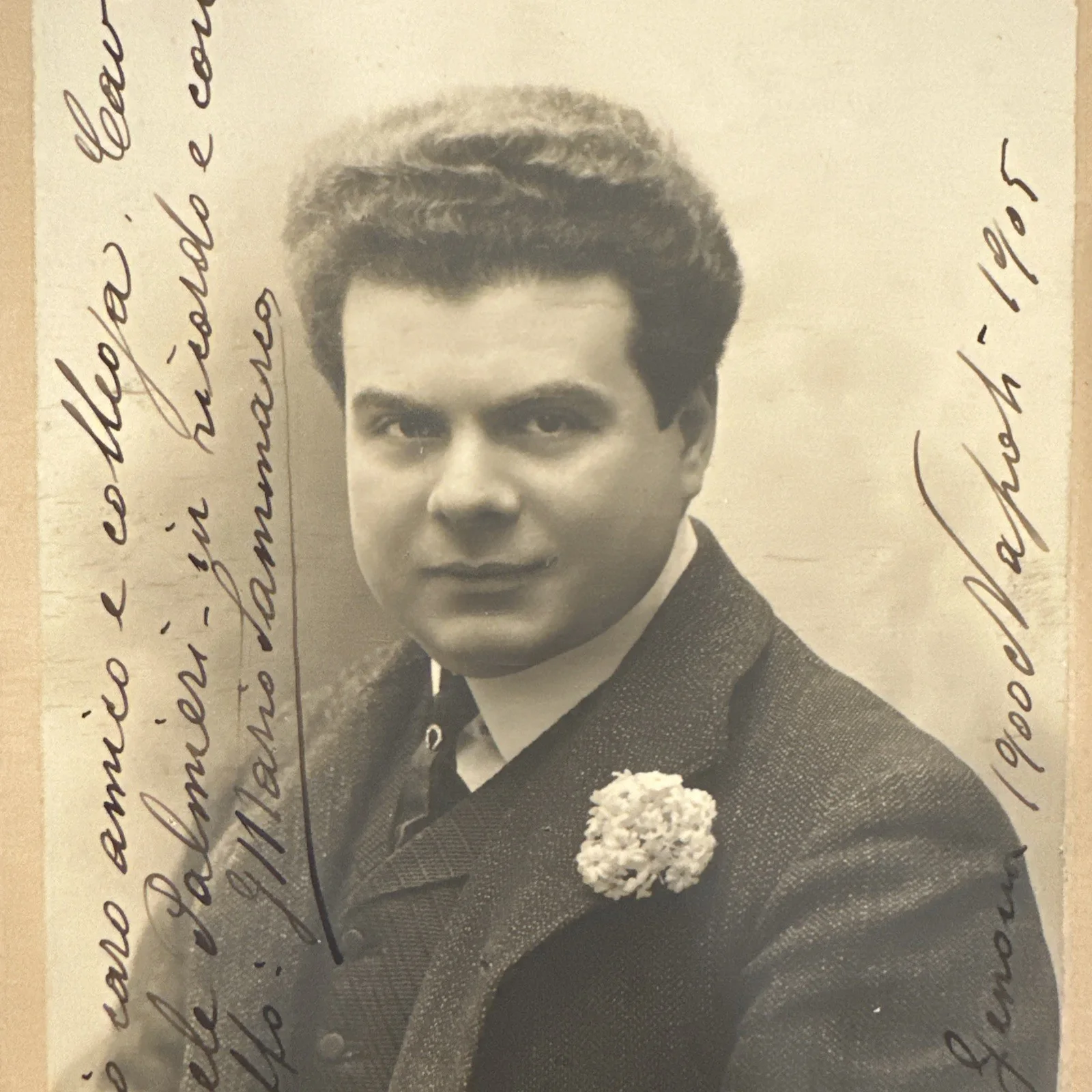 MARIO SAMMARCO AUTOGRAPH Signed 6.5” x 8.75” Card 1905, image 2