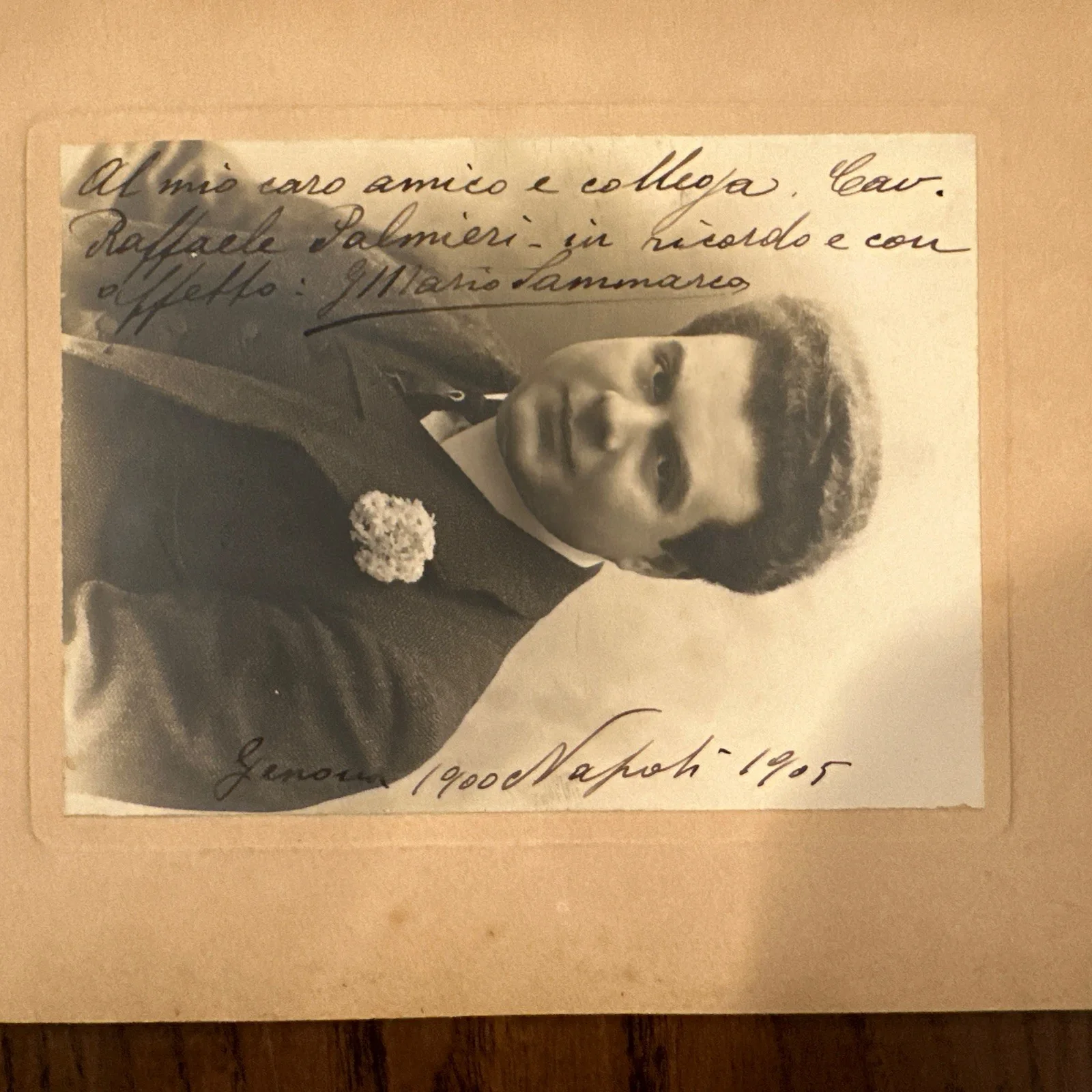MARIO SAMMARCO AUTOGRAPH Signed 6.5” x 8.75” Card 1905, image 4