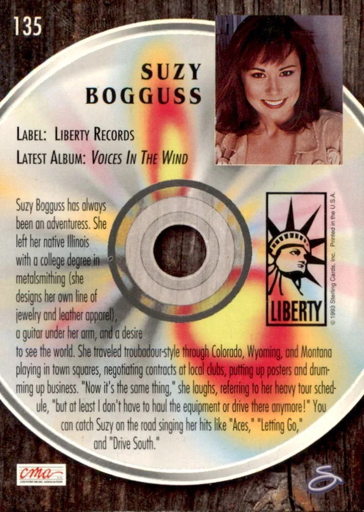 Suzy Bogguss Signed 1993 Sterling Country Gold Liberty Card #135, изображение 2