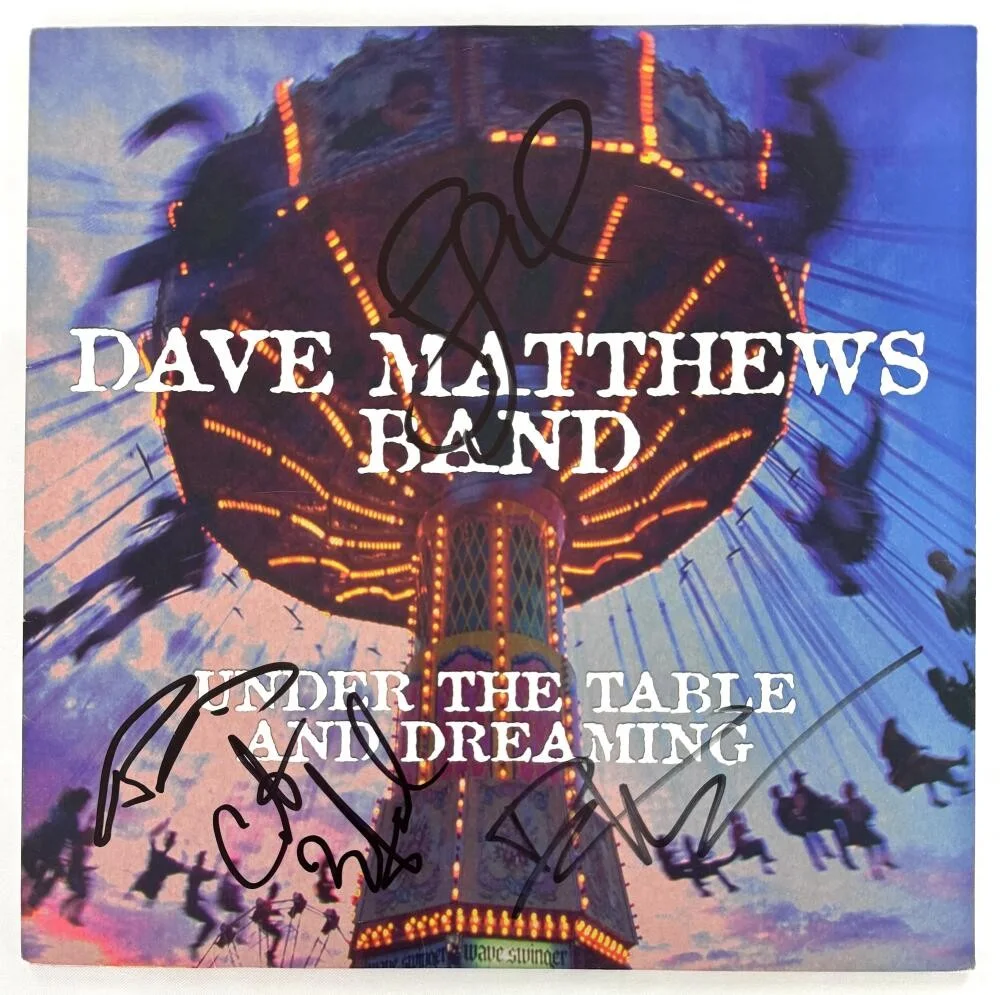 Carter Beauford, Stefan Lessard, Dave Matthews, Boyd Tinsley — Dave Matthews Band Signed Autograph Album Record - Under the Table Dreaming BAS