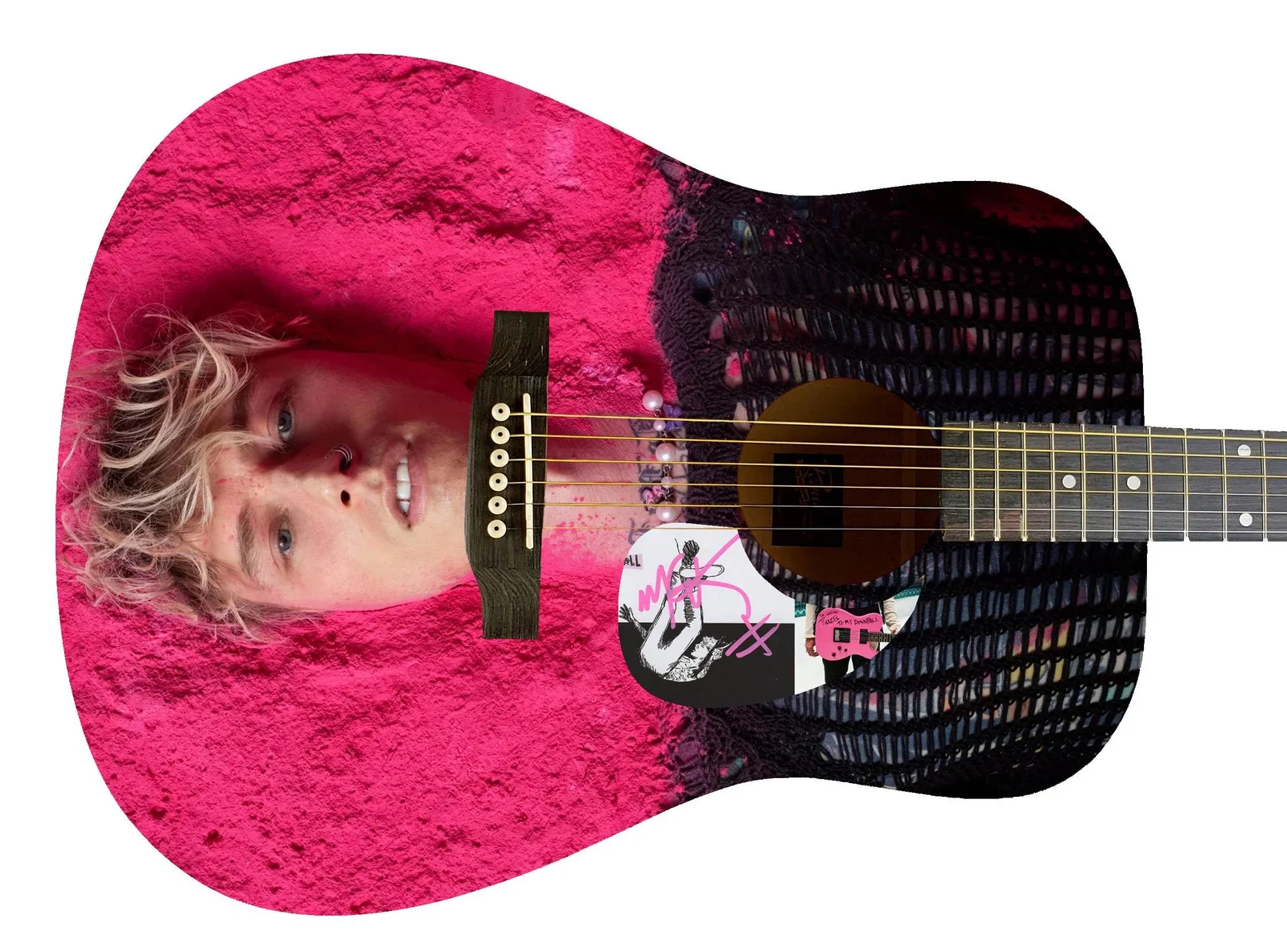 Machine Gun Kelly — Machine Gun Kelly Autographed Signed Acoustic Custom Photo Guitar MGK ACOA