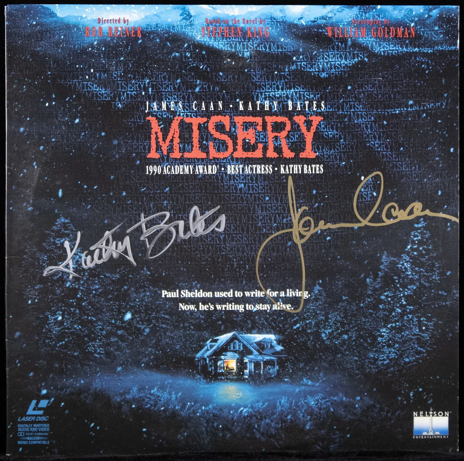 James Caan, Kathy Bates — MISERY MOVIE CAST - LASER MEDIA COVER SIGNED WITH CO-SIGNERS