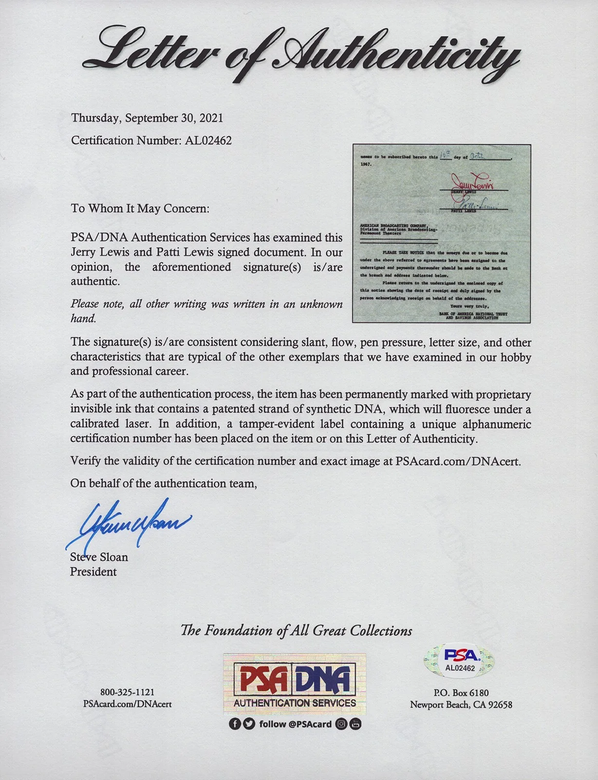 Jerry Lewis, Patti Palmer Lewis — JERRY LEWIS - DOCUMENT SIGNED 10/10/1967 WITH CO-SIGNERS, image 5