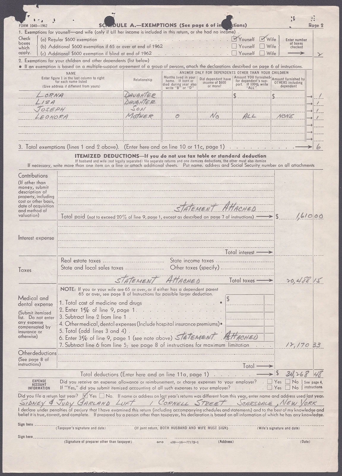 Judy Garland, Sidney Luft — JUDY GARLAND - DOCUMENT SIGNED 10/15/1963 CO-SIGNED BY: SIDNEY LUFT, image 4