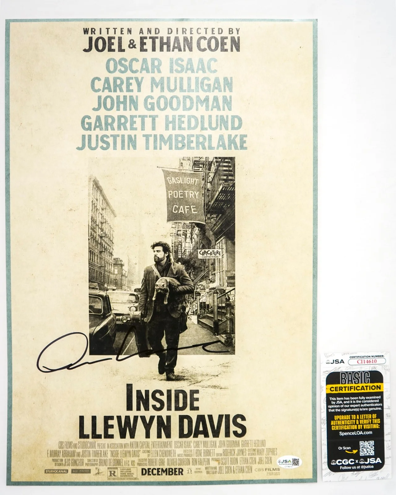Oscar Isaac — Oscar Isaac Signed Autographed INSIDE LLEWYN DAVIS 12x18 Photo Poster JSA