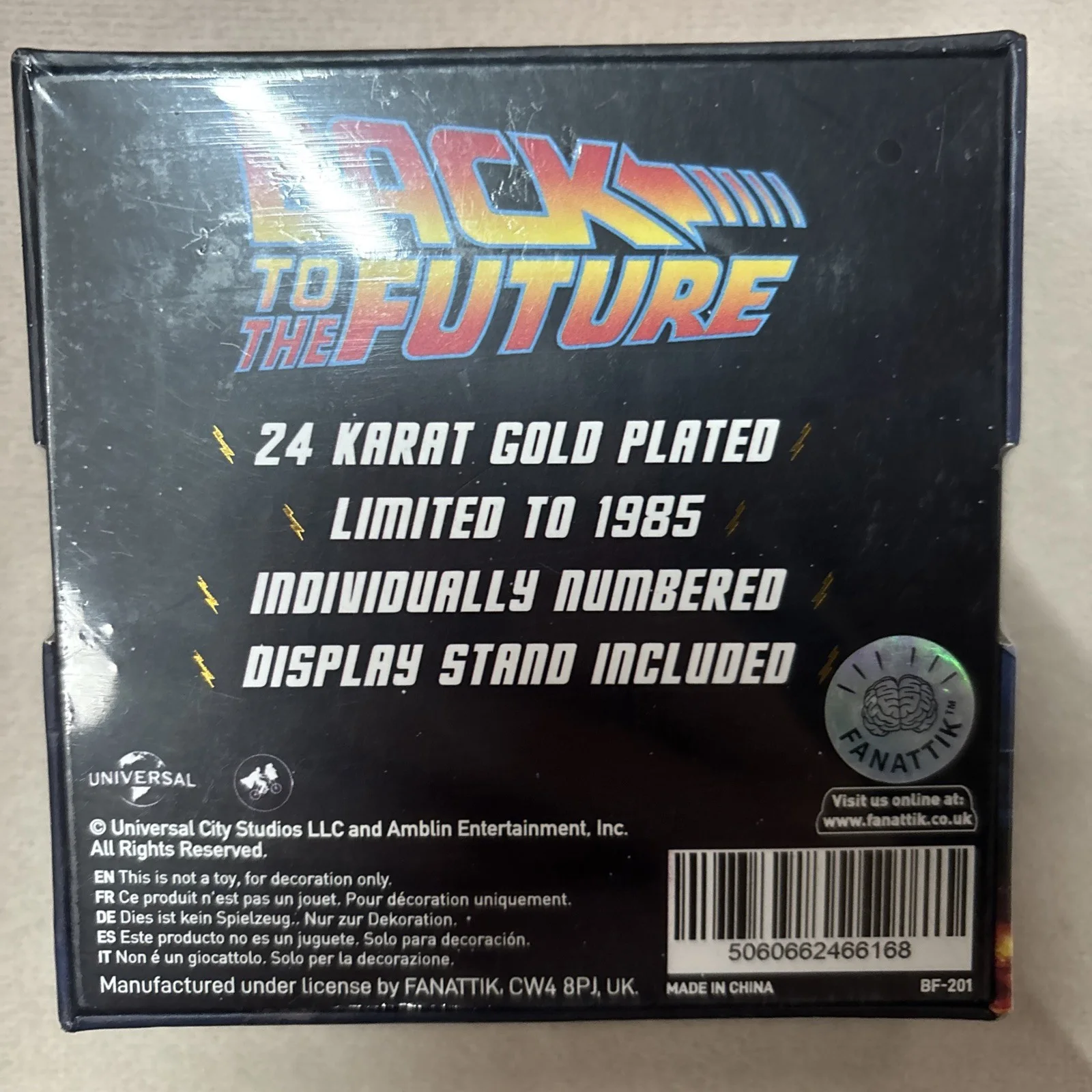 New Sealed Back to the Future 24k Gold Plated Limited Edition Medallion, image 4