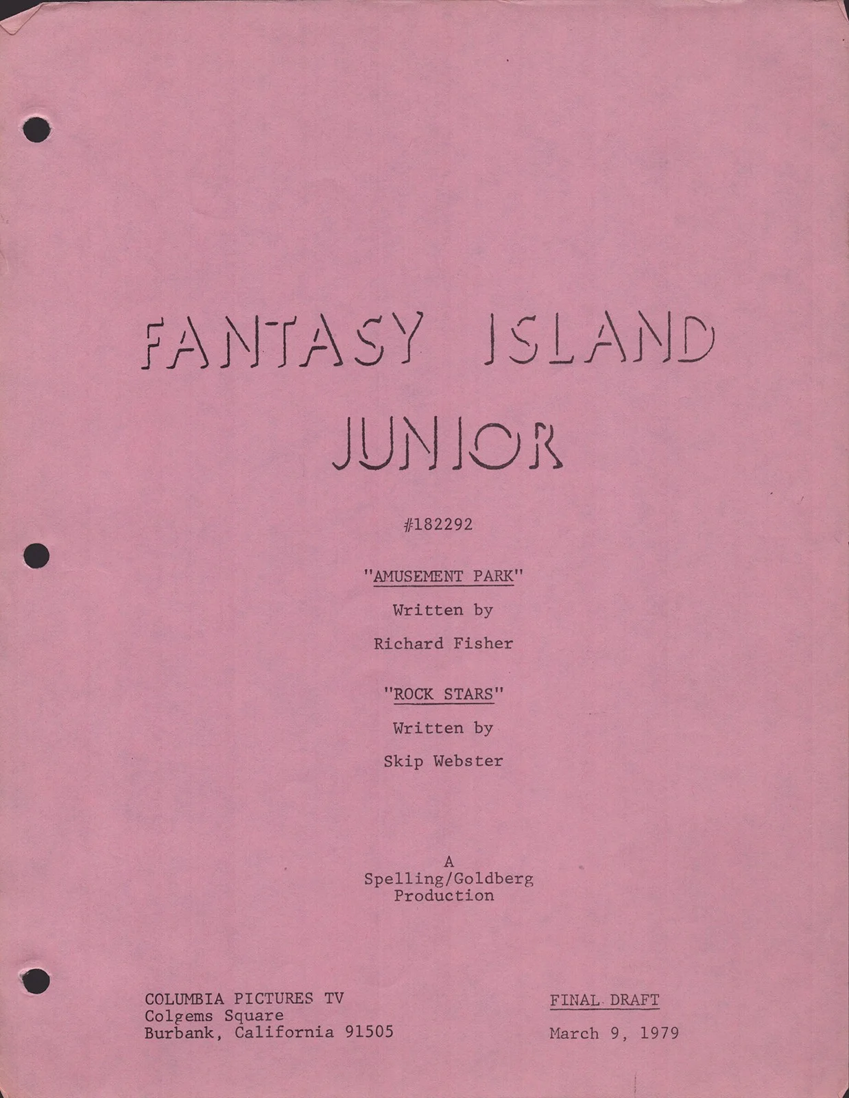 Jarrod Johnson, Herve Villechaize, Jimmy Baio, Jill Whelan — FANTASY ISLAND TV CAST - SCRIPT SIGNED WITH CO-SIGNERS, image 2