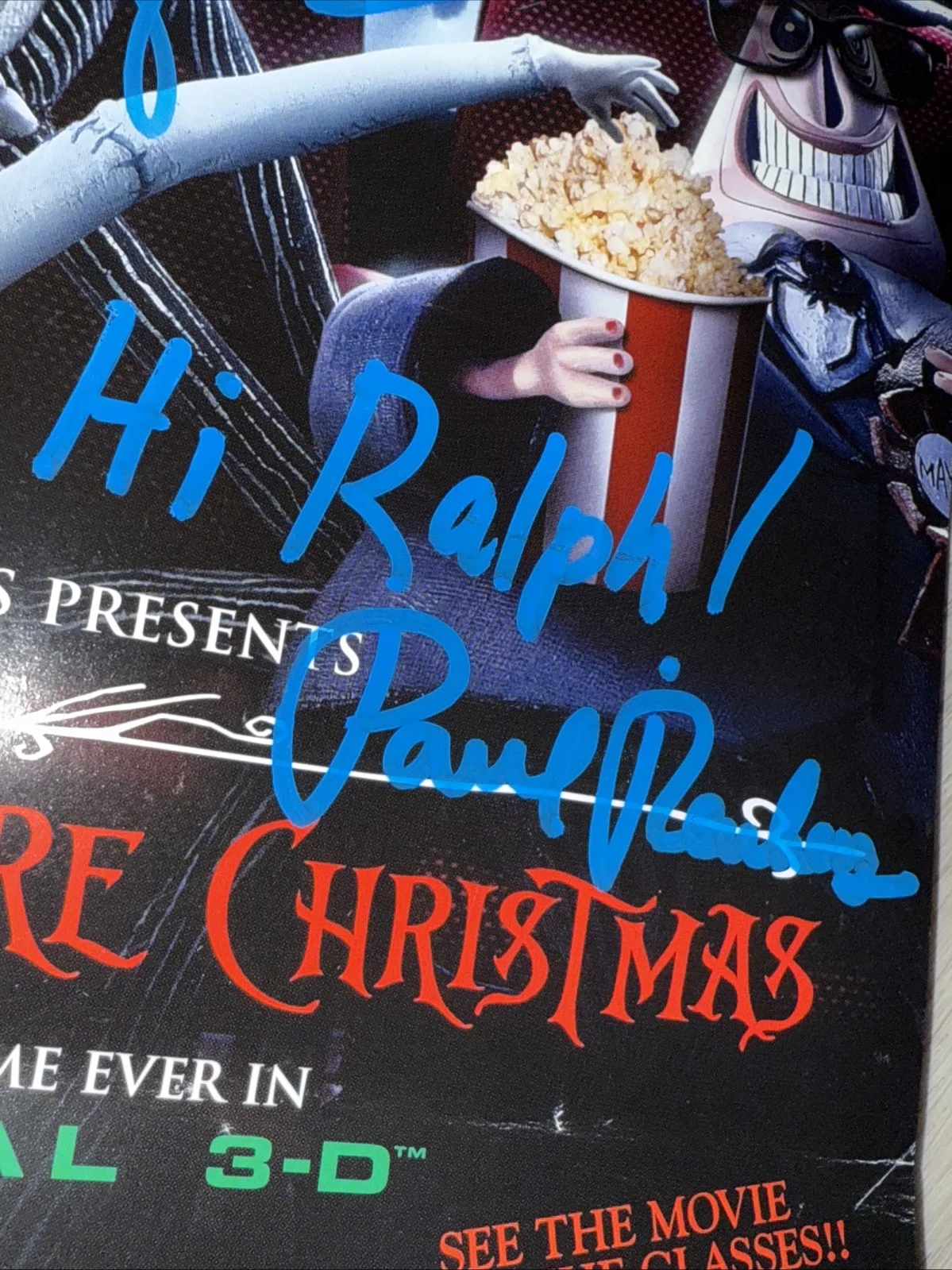Paul Ruben SIGNED Tim Burton THE NIGHTMARE BEFORE CHRISTMAS Promo MOVIE POSTER, изображение 3