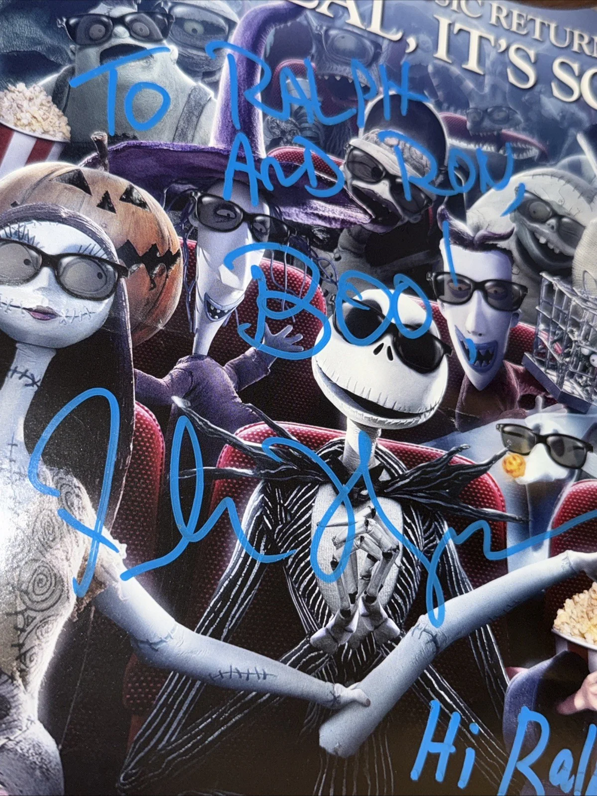 Paul Ruben SIGNED Tim Burton THE NIGHTMARE BEFORE CHRISTMAS Promo MOVIE POSTER, изображение 4