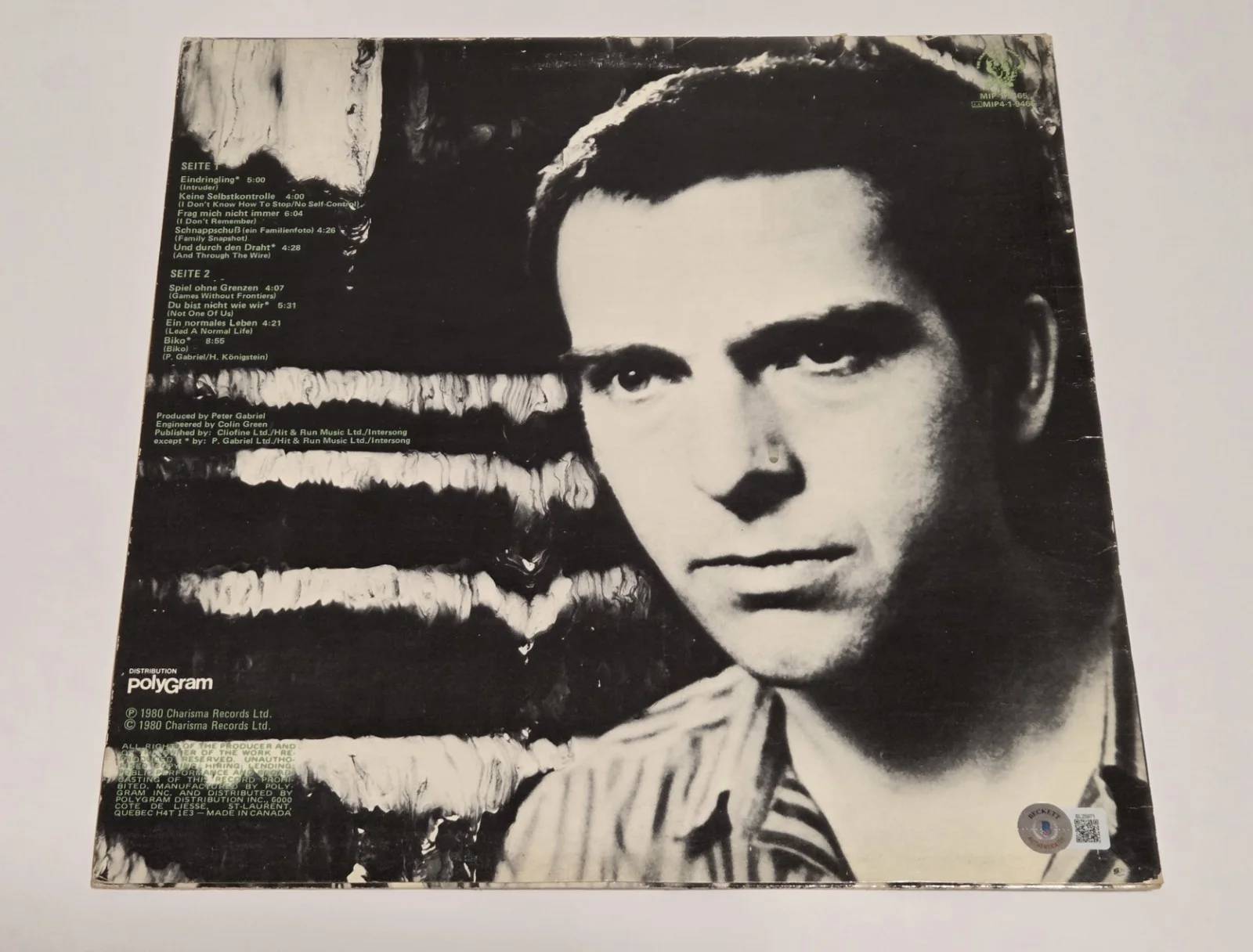 GENESIS PETER GABRIEL signed autographed "MELT" (GERMAN) LP RECORD BECKETT (BAS), image 3