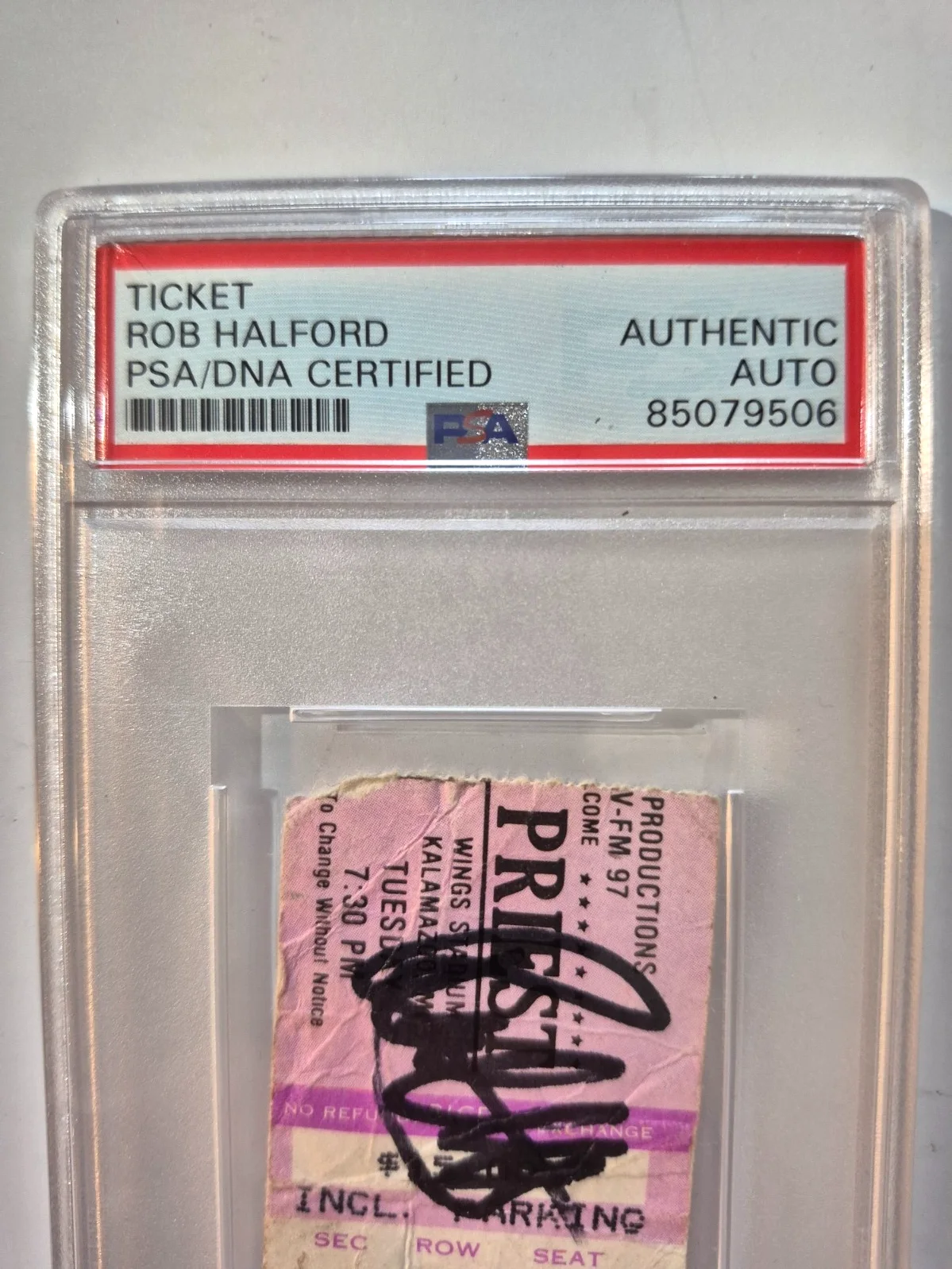 ROB HALFORD JUDAS PRIEST SIGNED AUTOGRAPHED 1986 TICKET STUB RARE PSA COA ENCAP, image 2