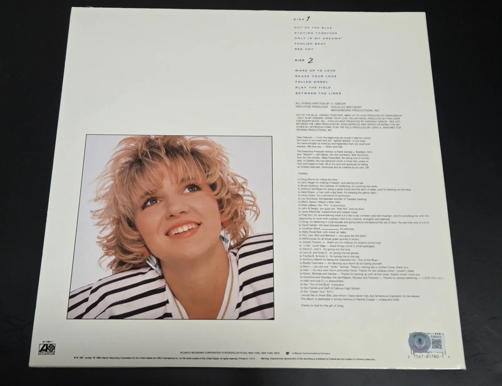 DEBBIE GIBSON signed autographed "OUT OF THE BLUE" LP RECORD BECKETT (BAS), image 2