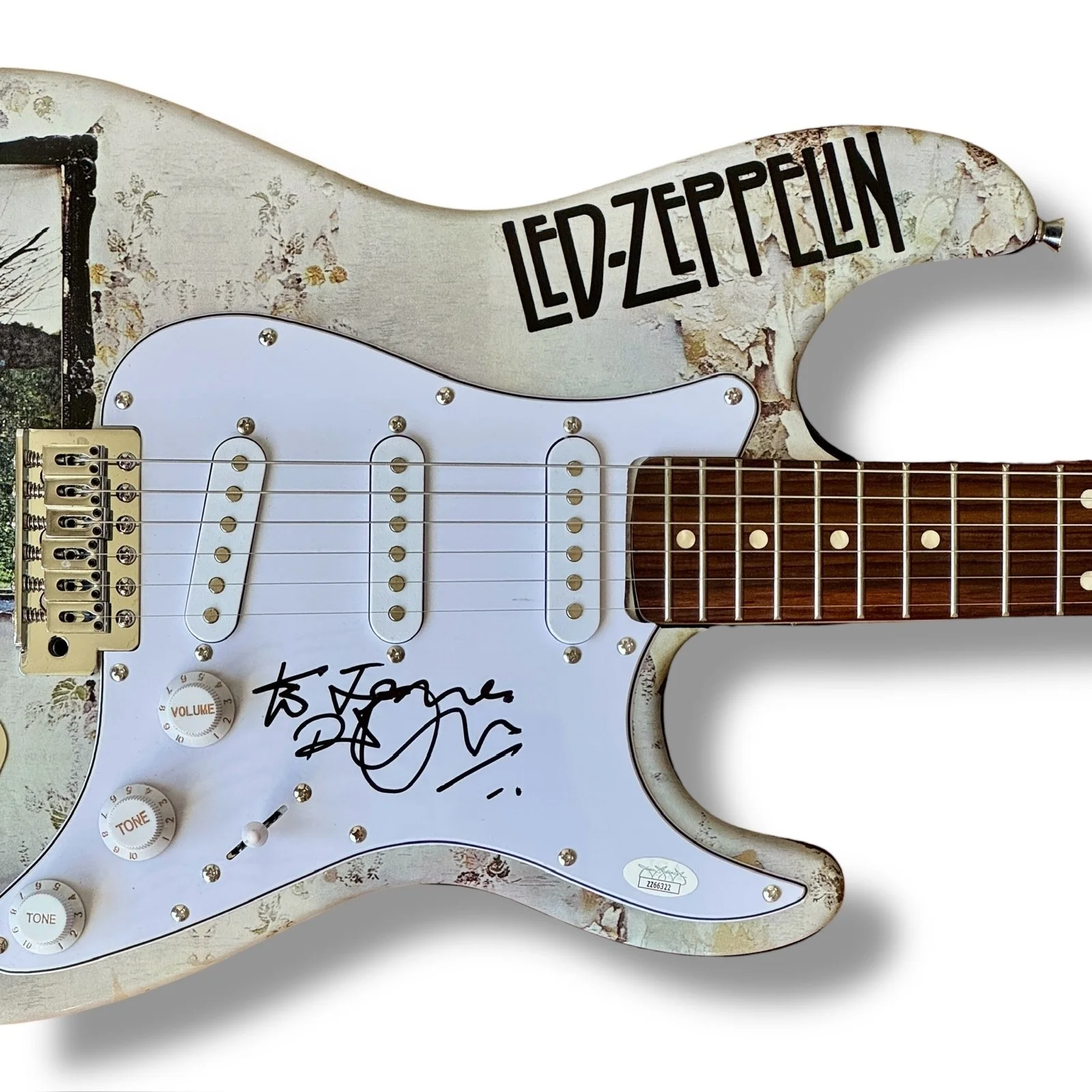 Robert Plant Signed Guitar Custom Graphics JSA COA Led Zeppelin IV Fender, image 2