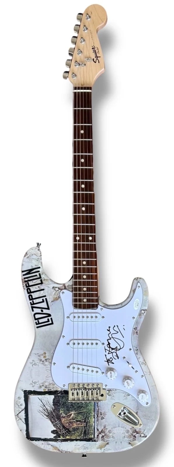 Robert Plant Signed Guitar Custom Graphics JSA COA Led Zeppelin IV Fender, image 3