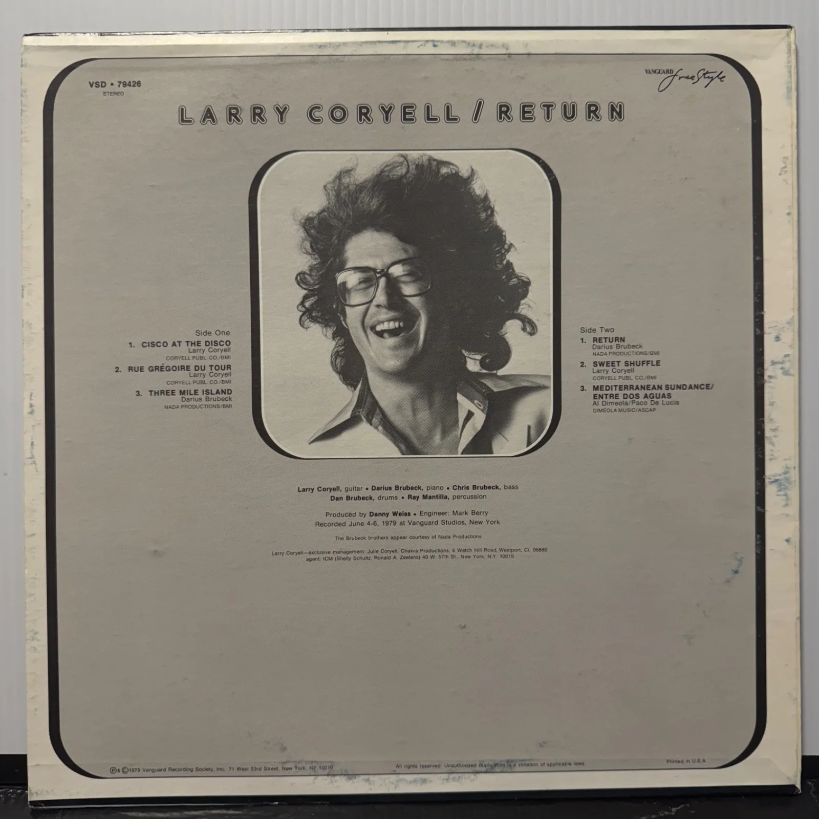 LARRY CORYELL "Return" AUTOGRAPHED BY LARRY usa VINYL album VSD 79426 VG+, image 3