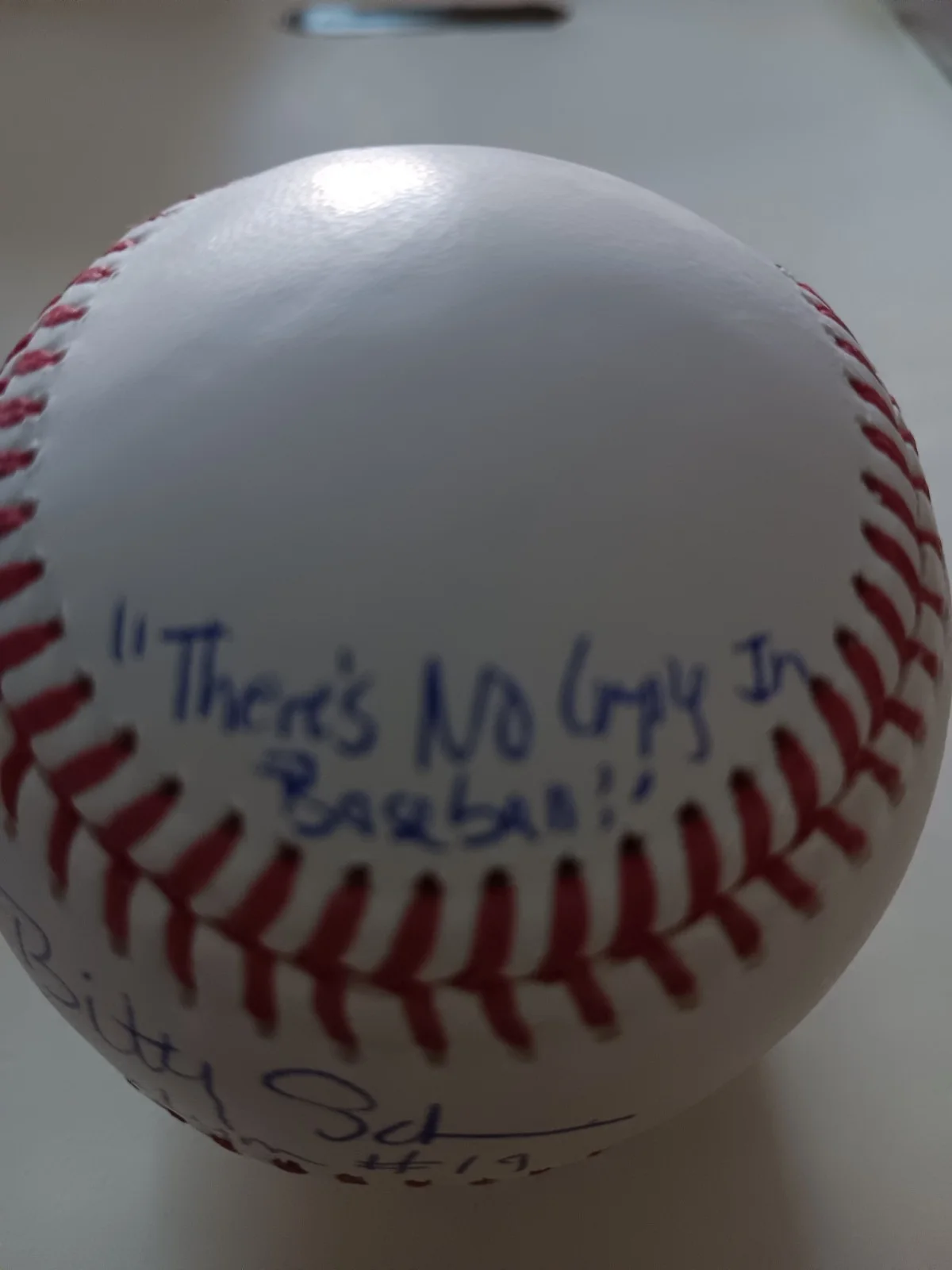 Bitty Schram — Bitty Schram(A League of Their Own) Signed Baseball w/Inscriptions, COA, image 2