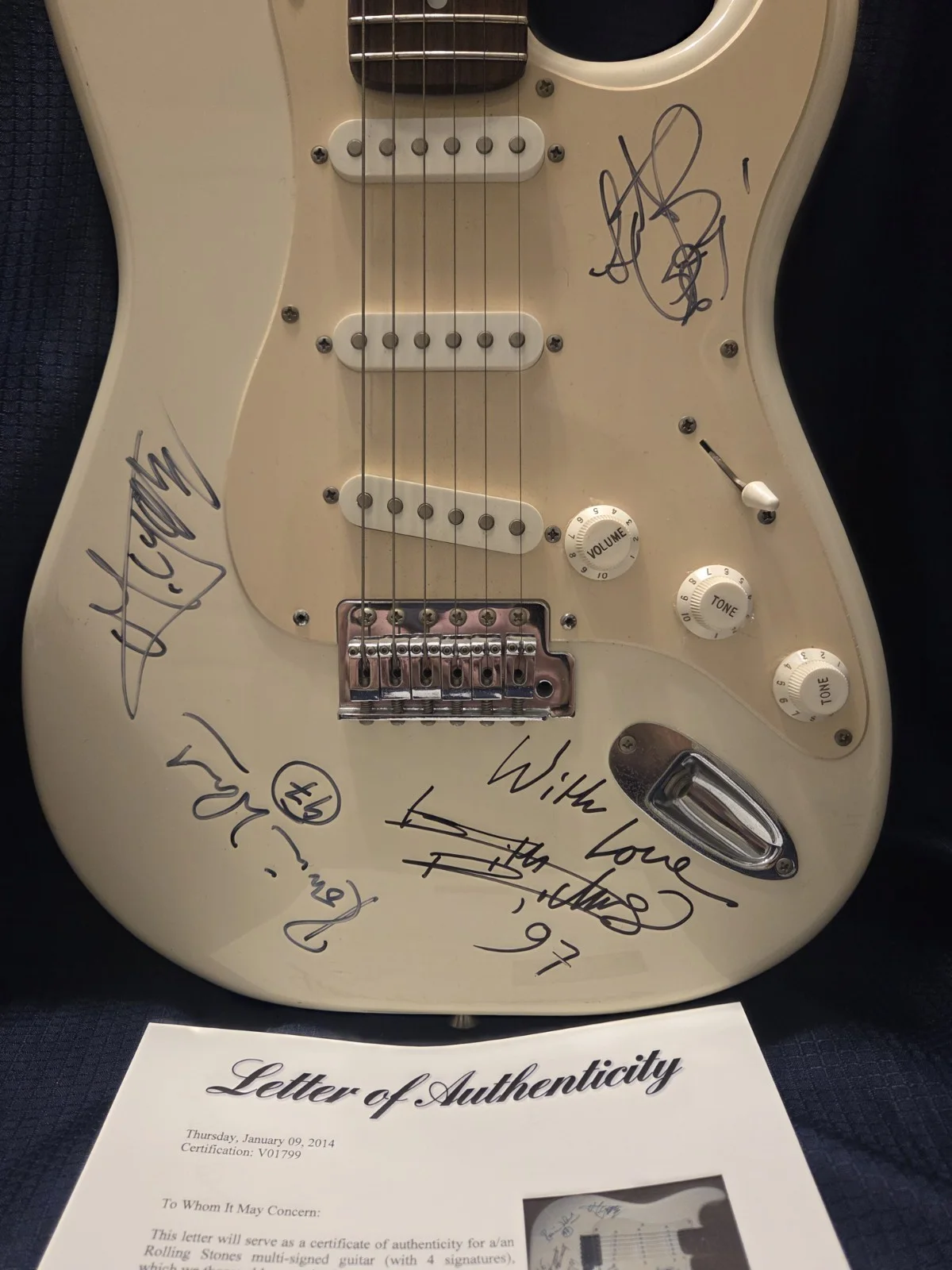 Autographed Rolling Stones Guitar/All 4..Mint!! PSA Full Letter, image 3