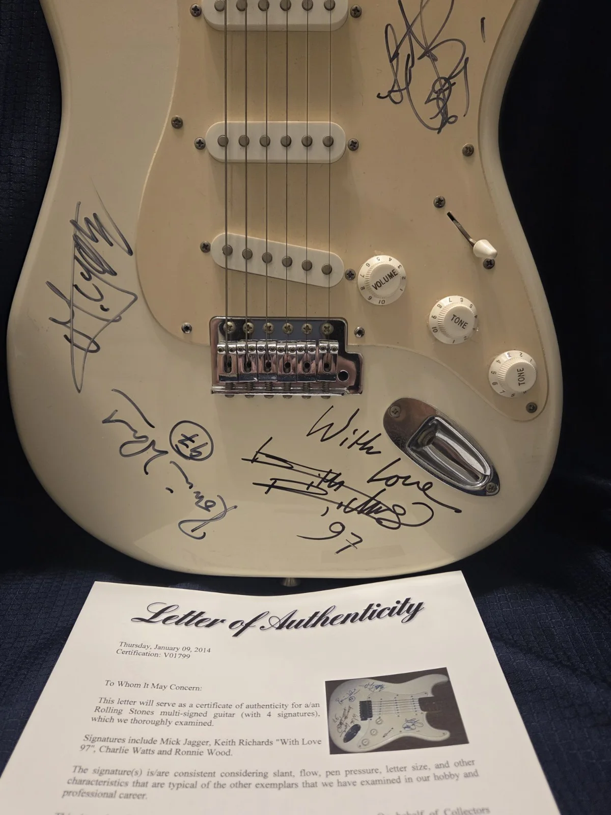 Autographed Rolling Stones Guitar/All 4..Mint!! PSA Full Letter, image 4