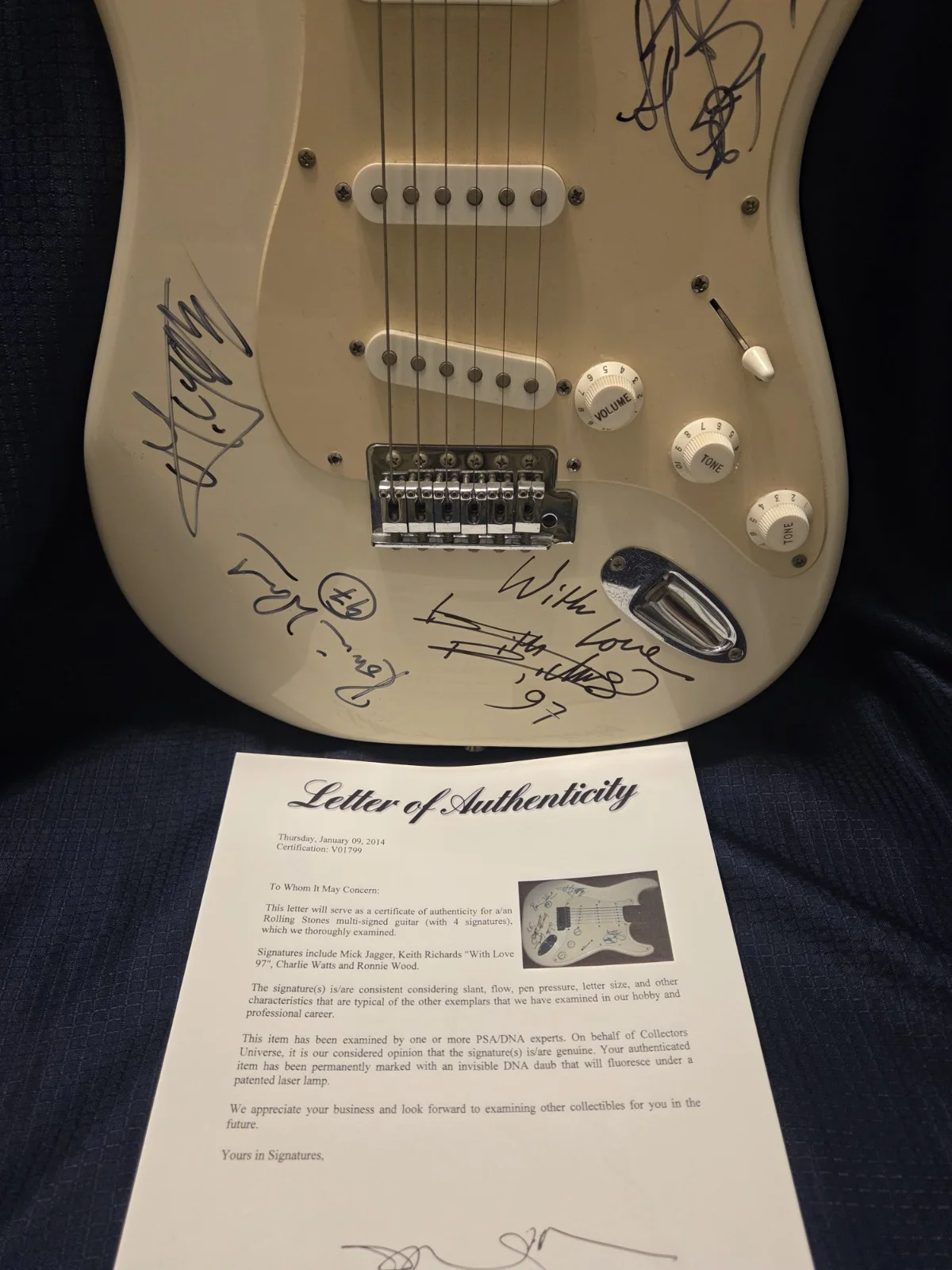 Autographed Rolling Stones Guitar/All 4..Mint!! PSA Full Letter, image 5