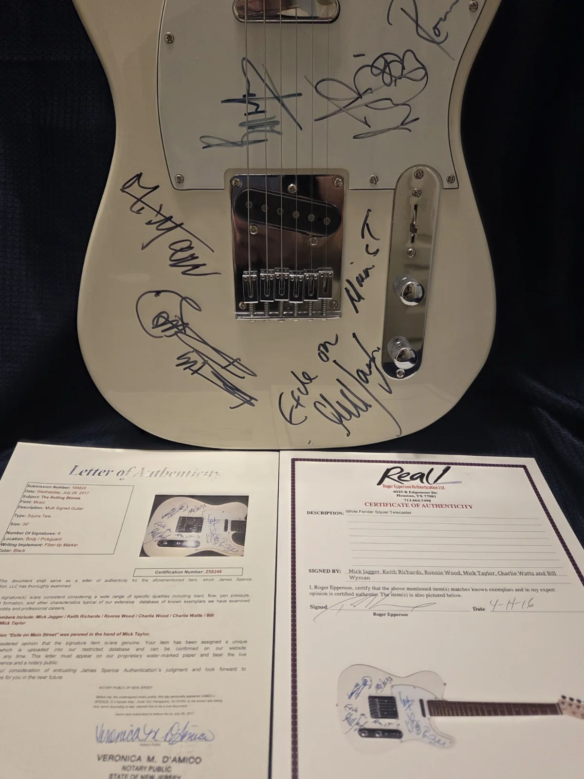 Autographed Rolling Stones Guitar/All 6...1 of A Kind!!!/ JSA & Epperson Certs, image 3